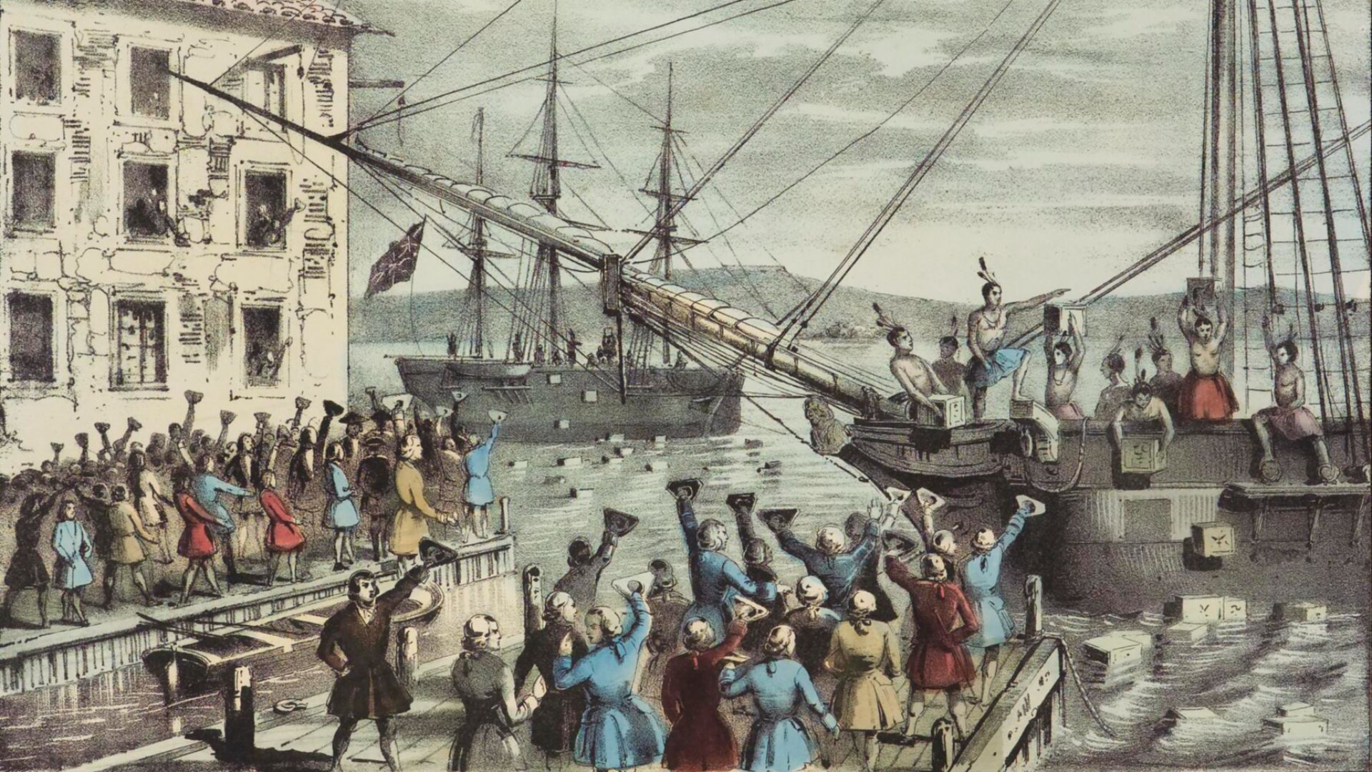 File:Boston Tea Party Currier colored.jpg