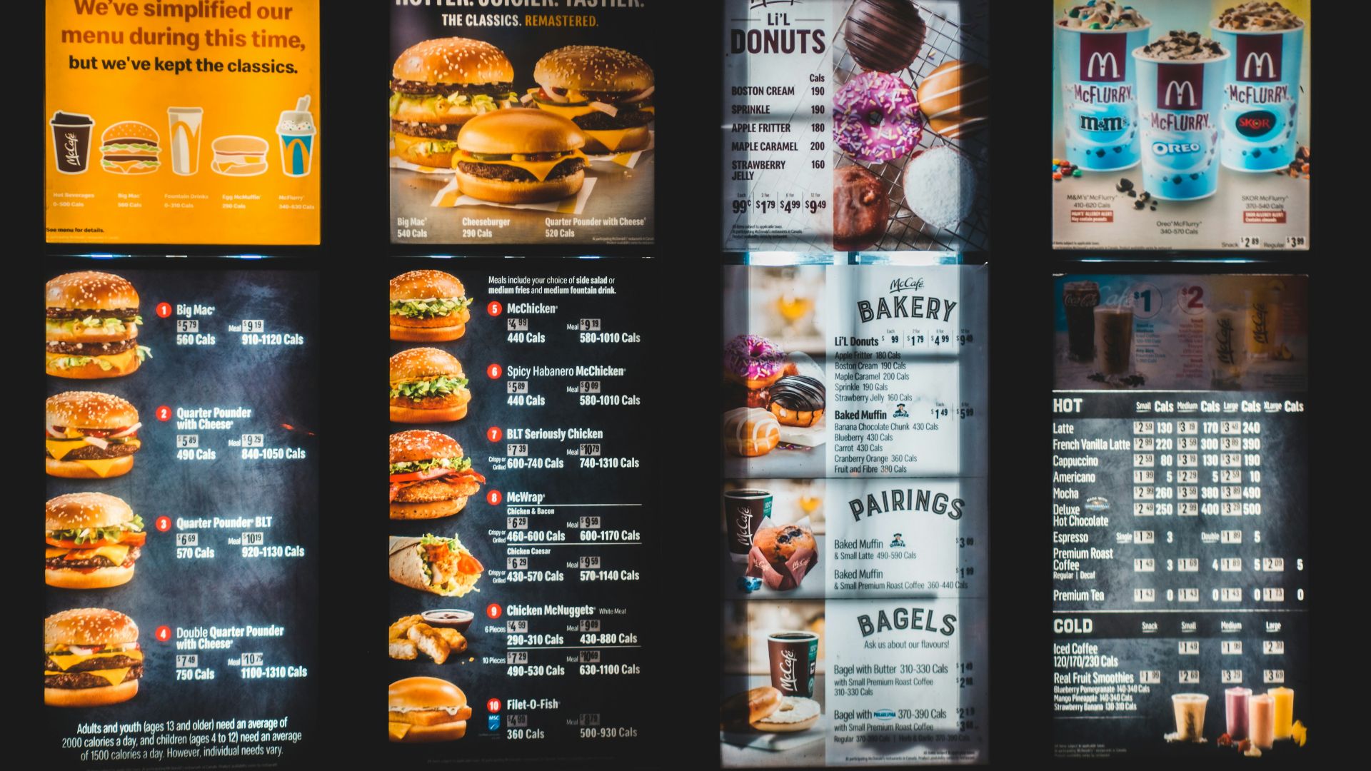 black and white menu list