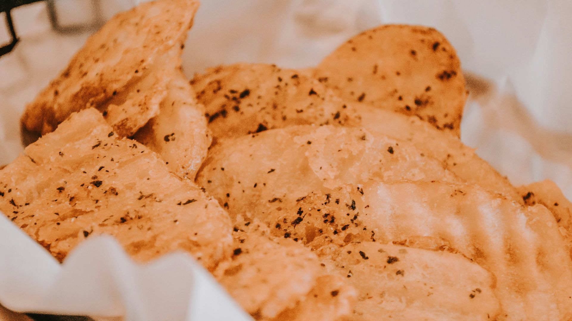 brown chips on white ceramic plate