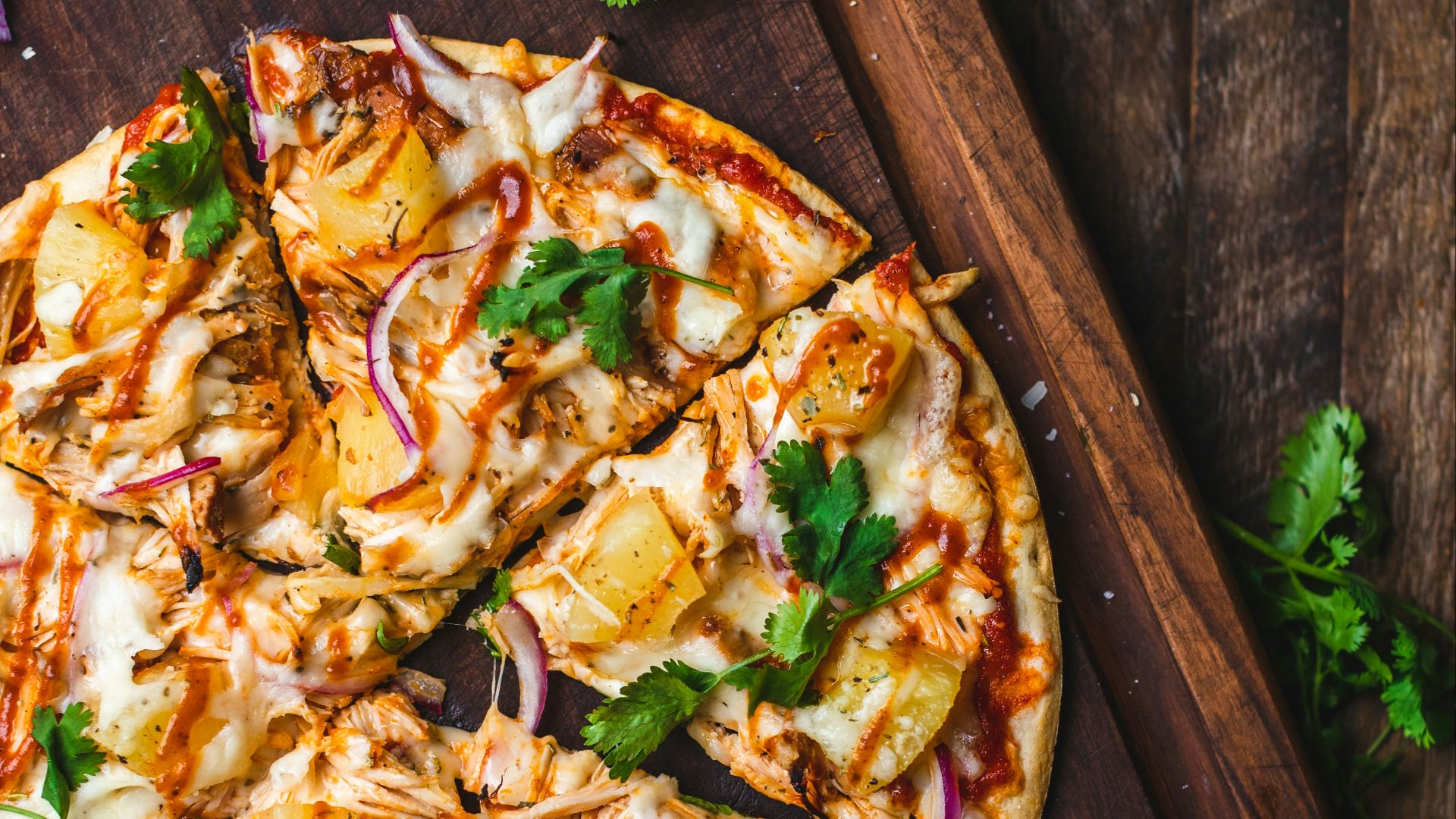 pizza on chopping board