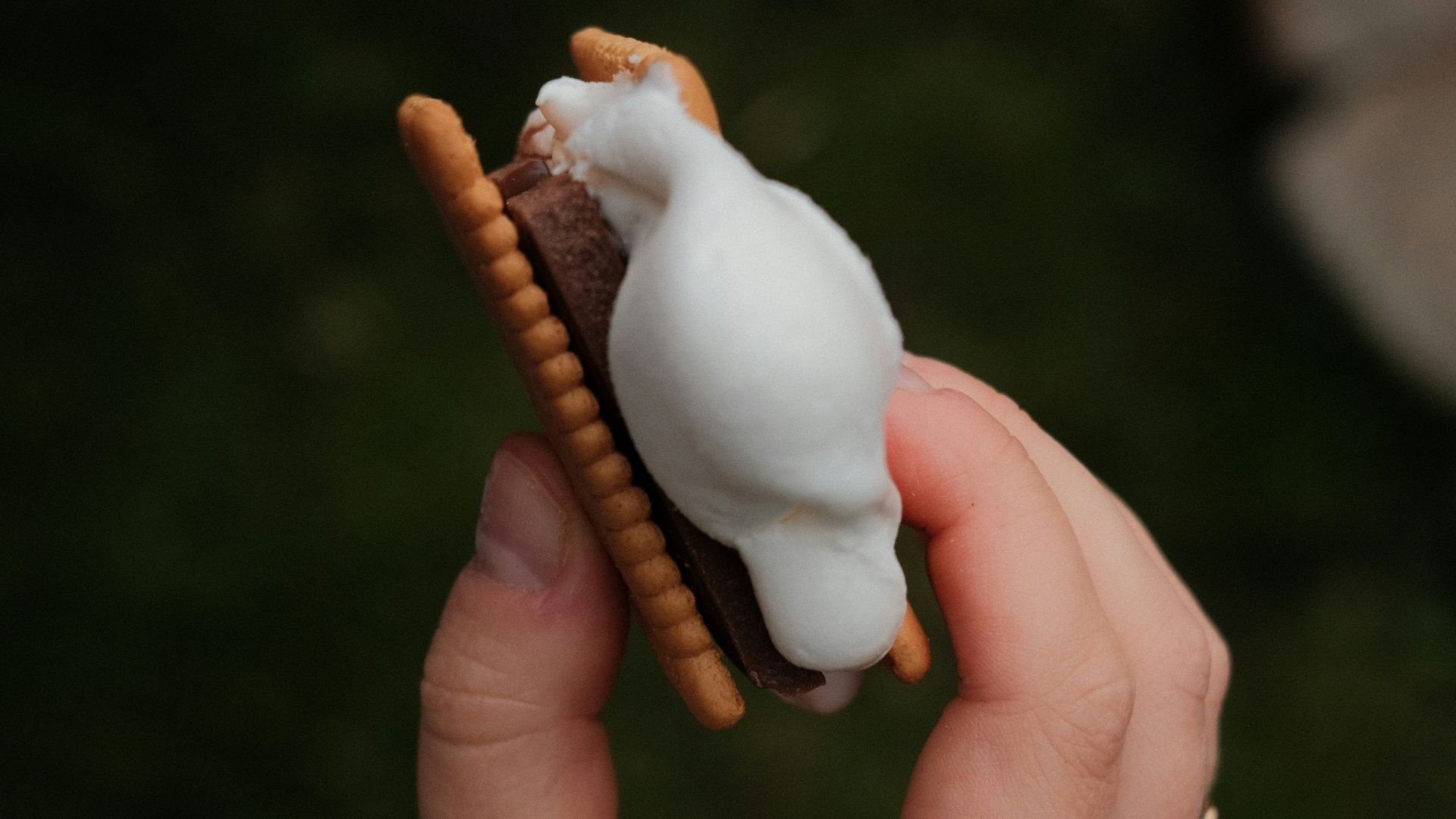a person holding a small pastry with icing on it