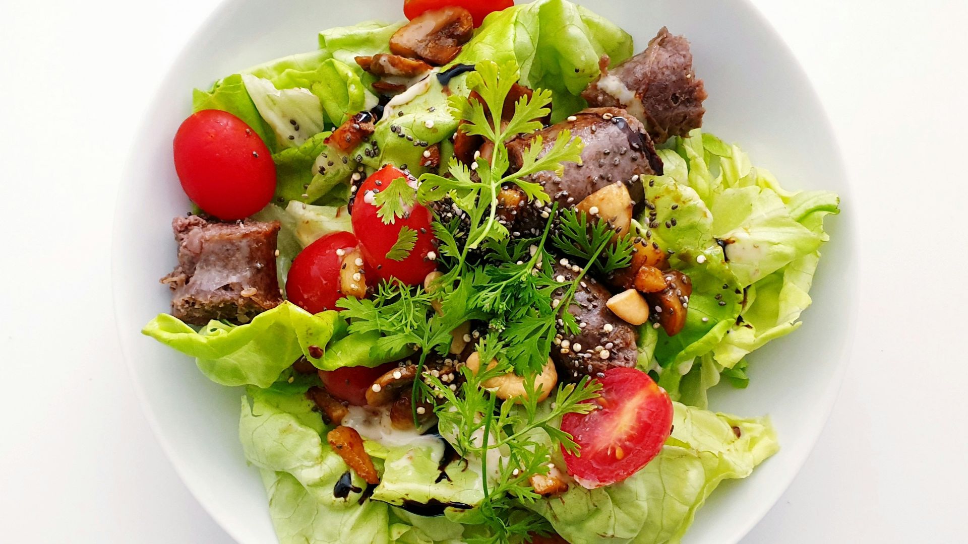 vegetable salad on white ceramic plate