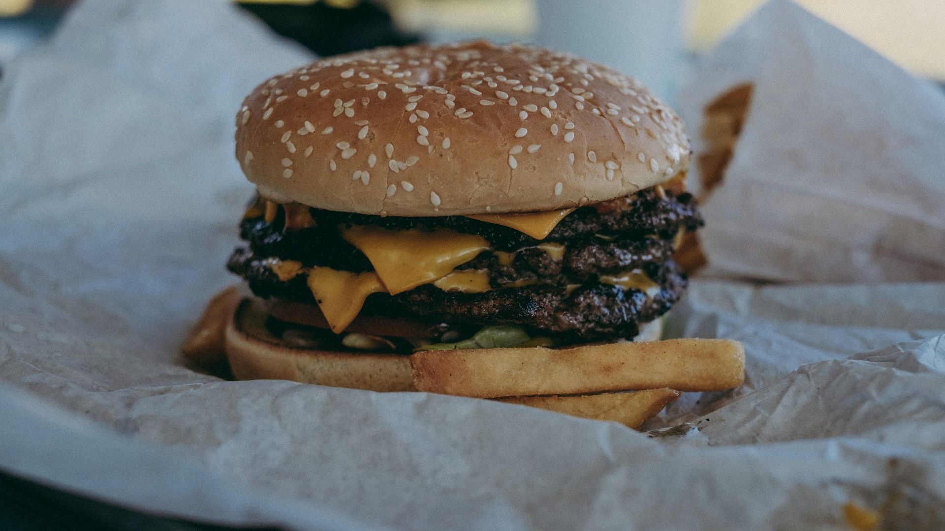 burger on white tissue paper