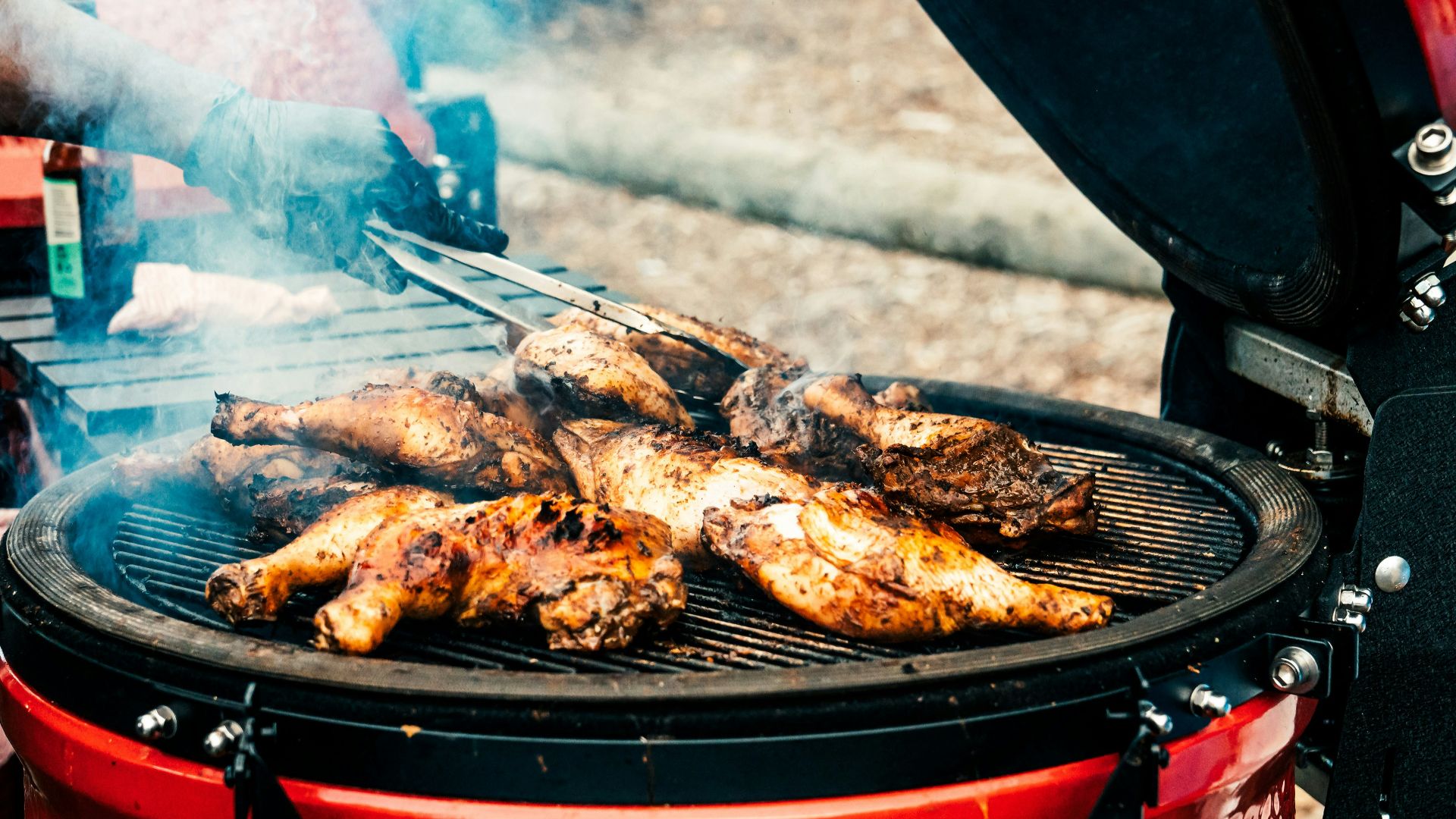 a grill with meat on it