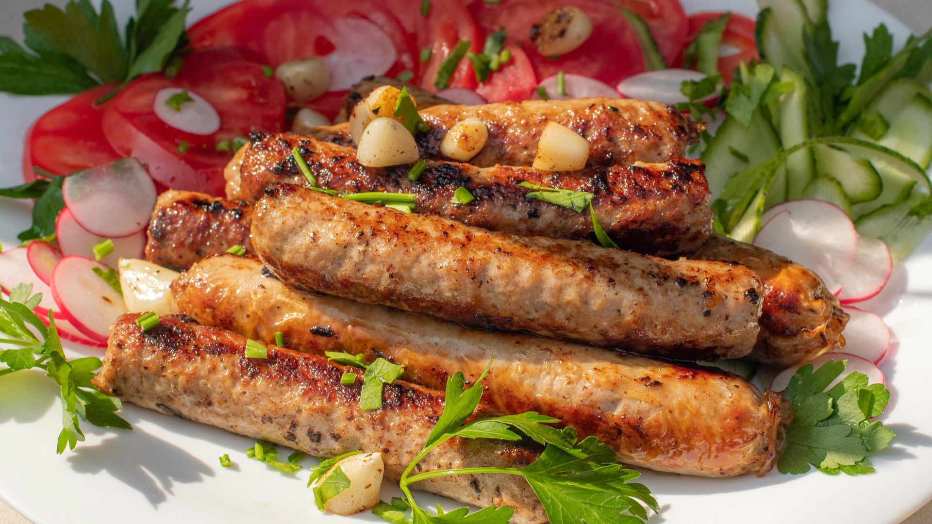 a white plate topped with meat and vegetables