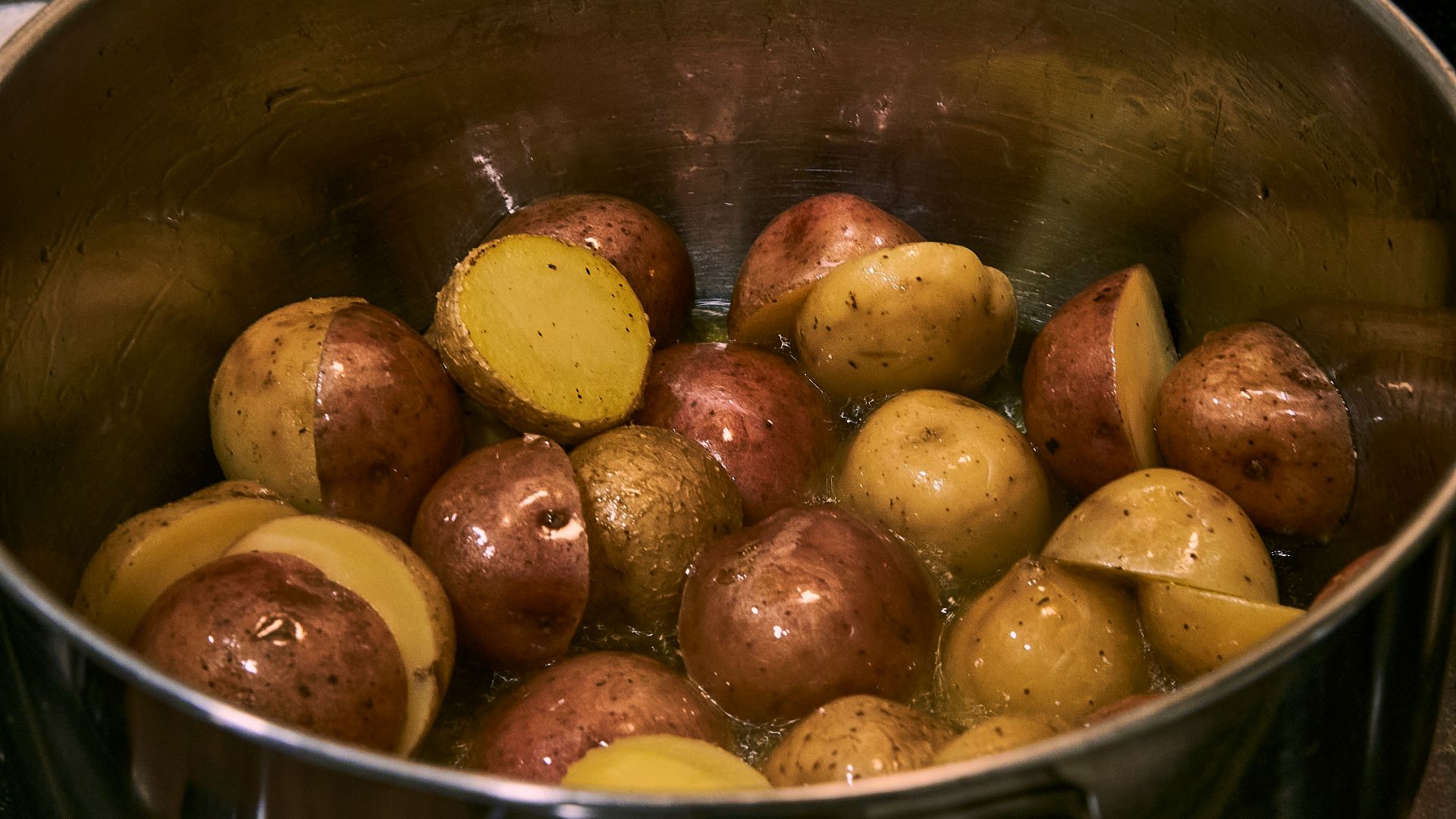 a pot of potatoes