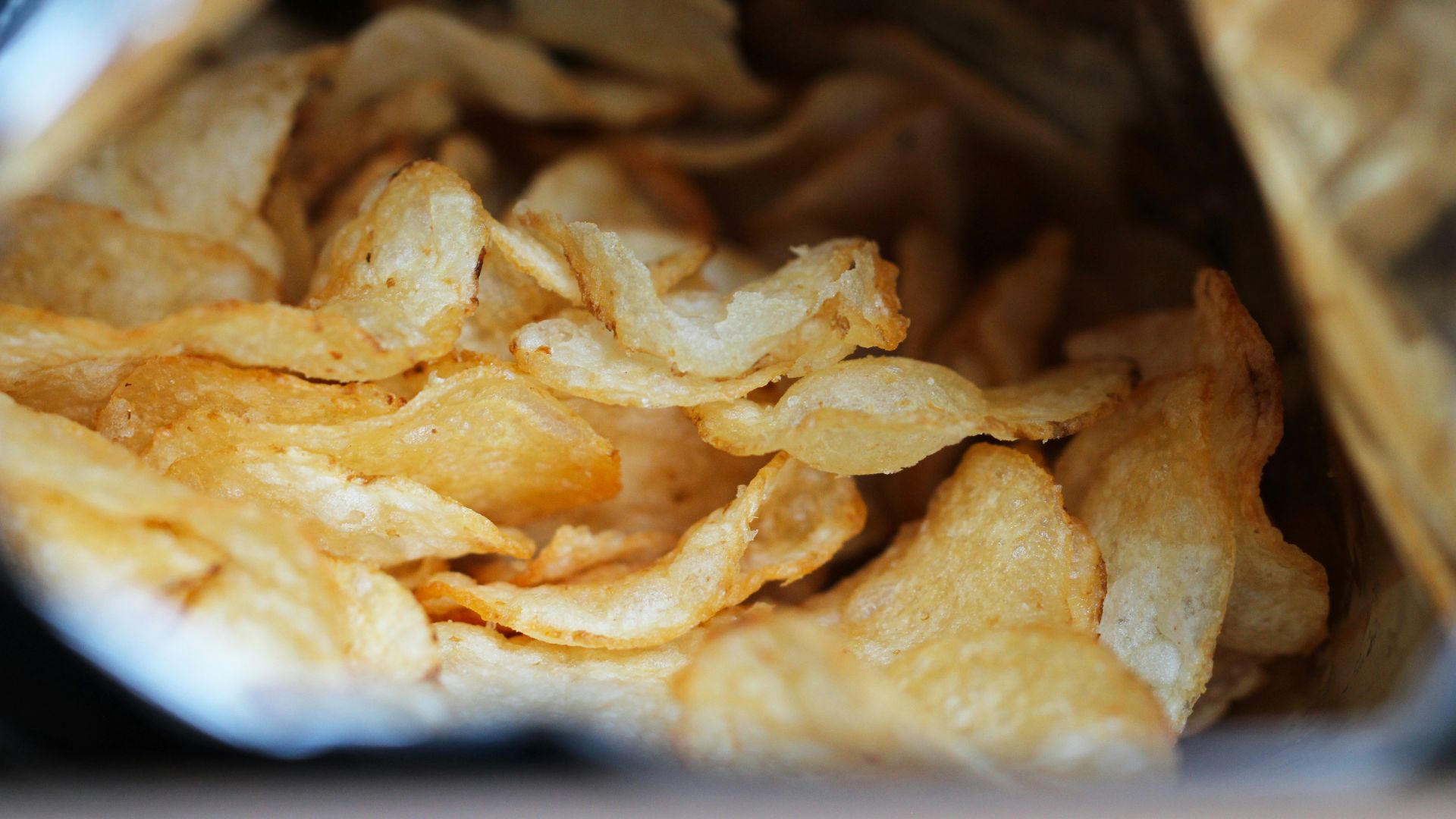 a close up of a bag of potato chips