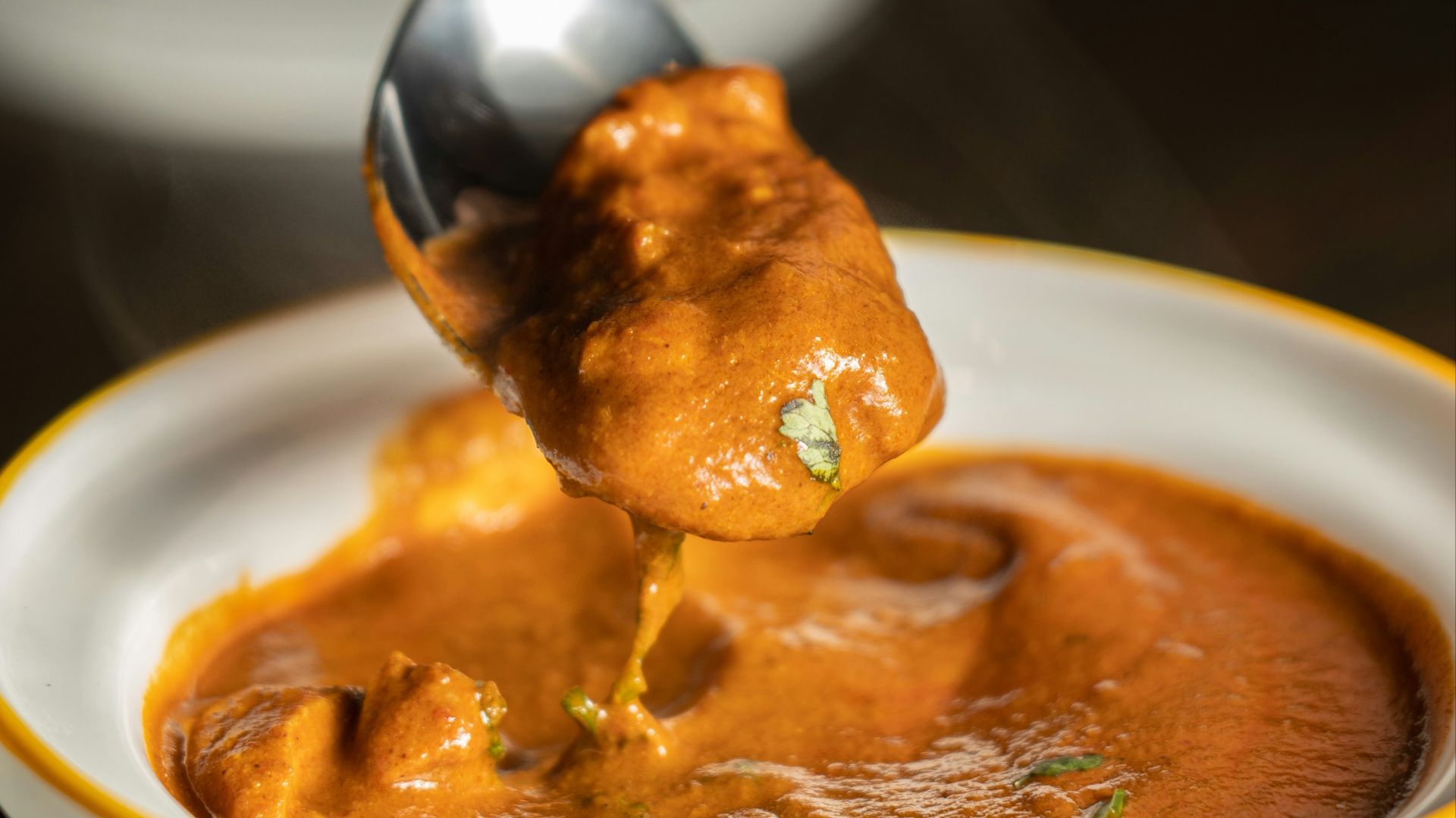 orange mushy dish in bow