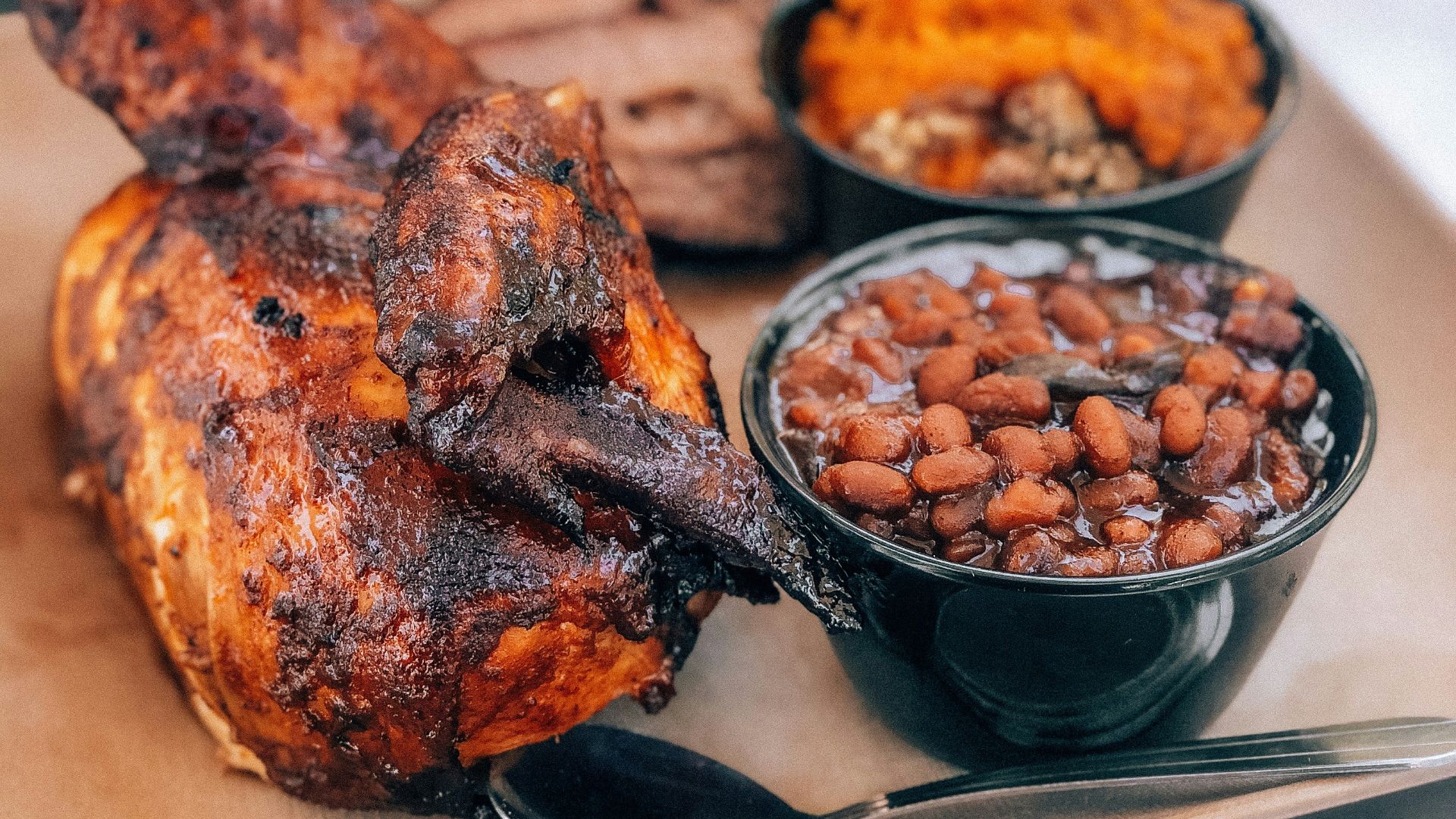 roasted chicken on white ceramic plate