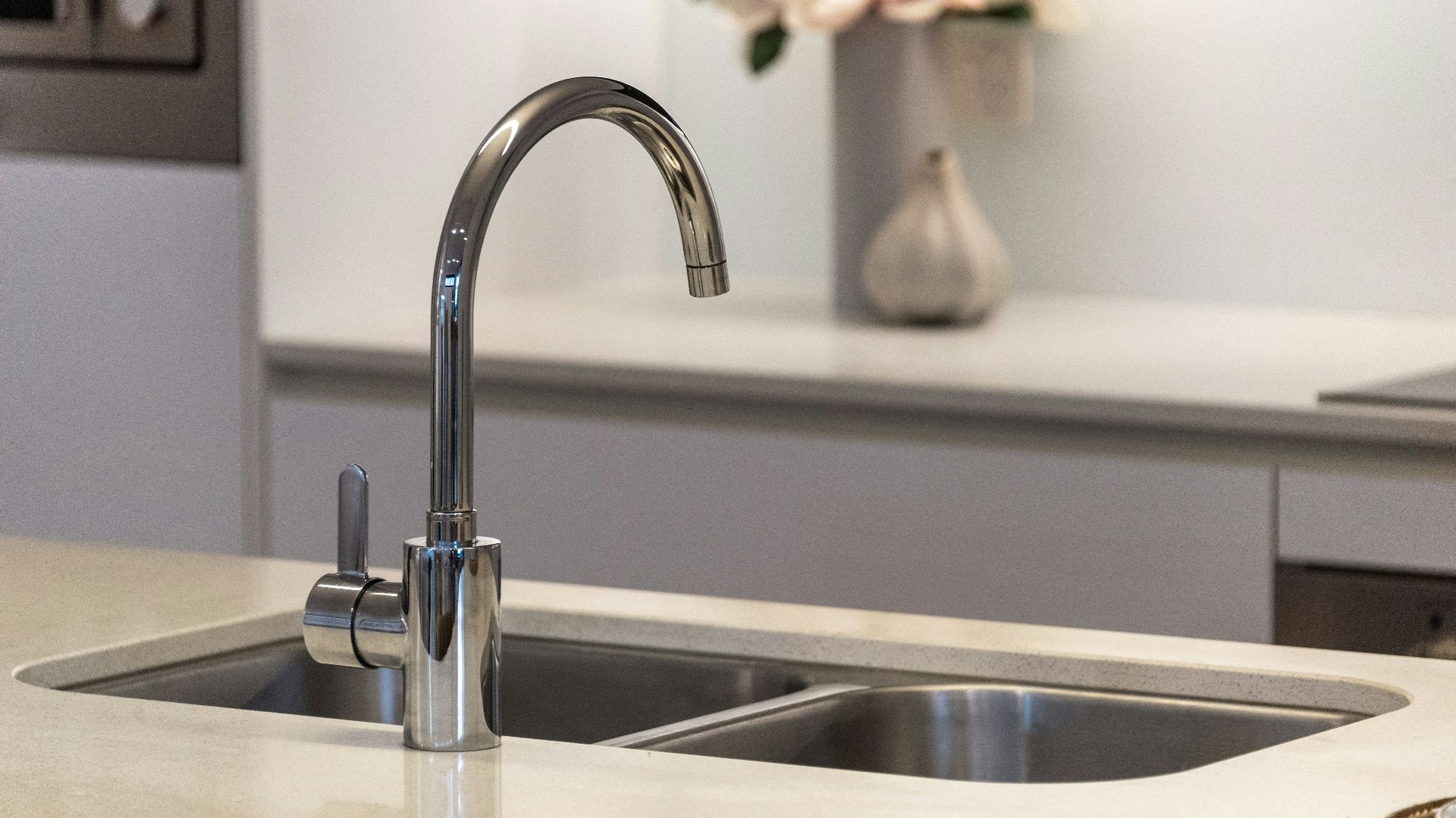 stainless steel faucet turned off