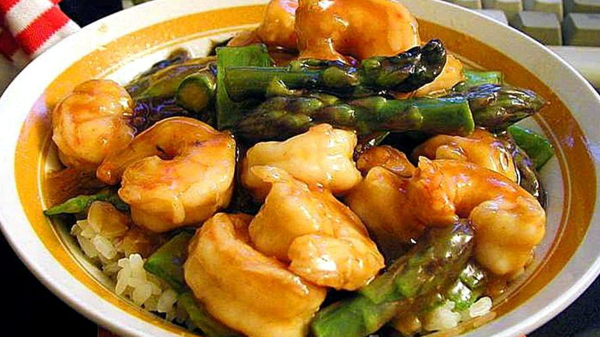 File:Sweet sour shrimp pea pods asparagus food dinner.jpg