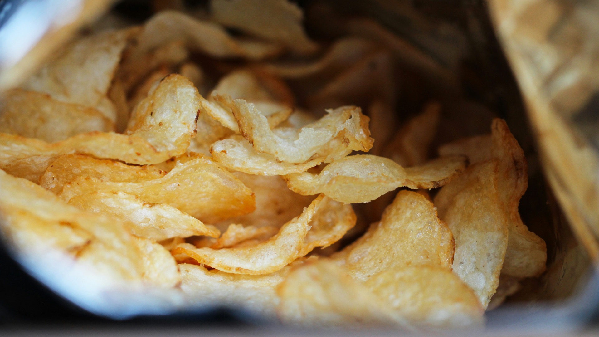 a close up of a bag of potato chips