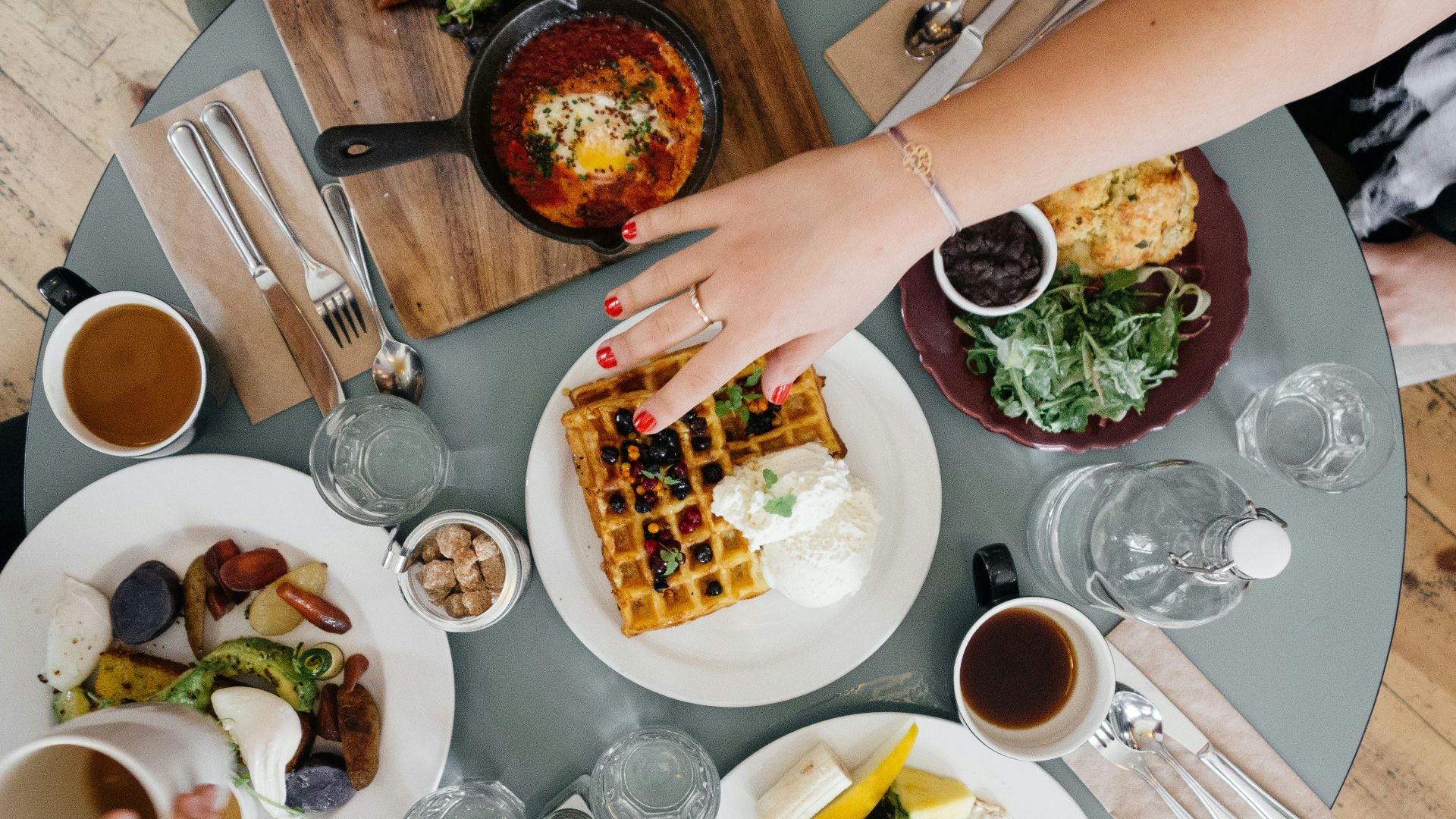 variety of foods on top of gray table