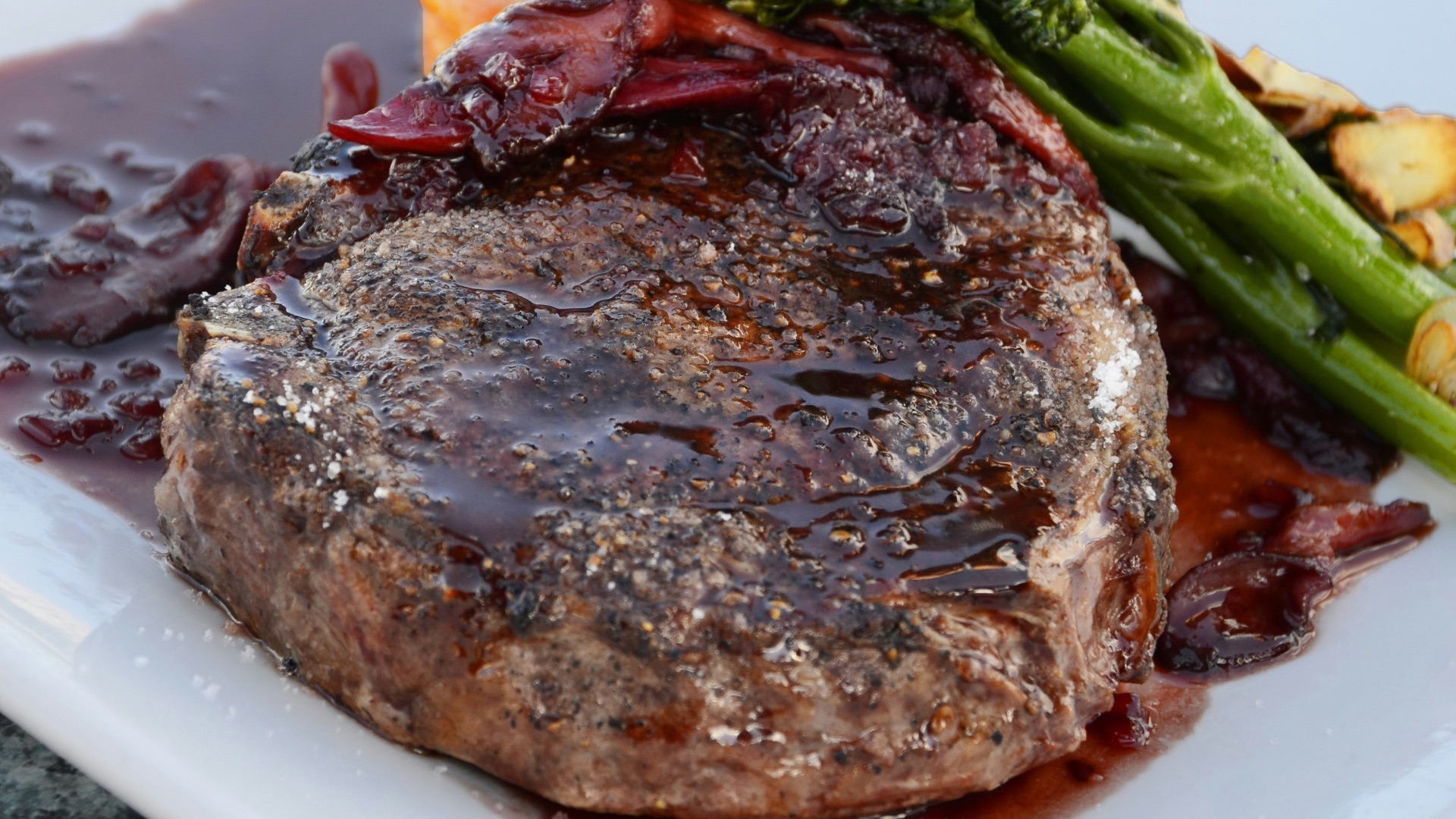 close-up photo of cooked food on square white plate