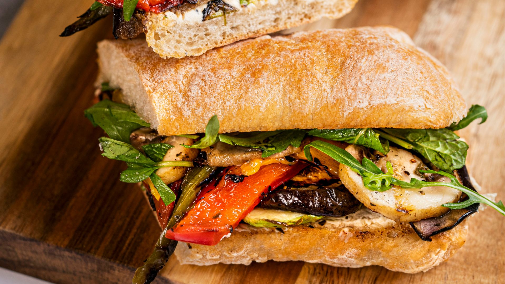 a sandwich cut in half