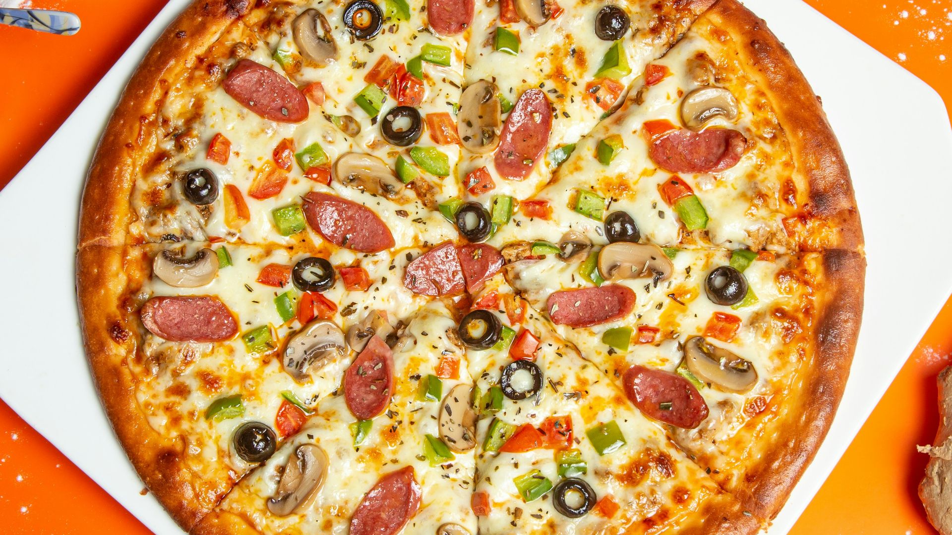 pizza with cheese and green leaf