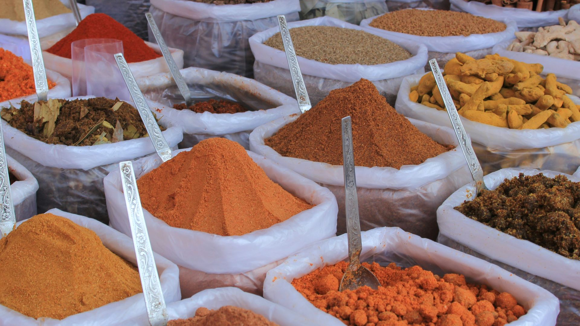 assorted herb in sacks