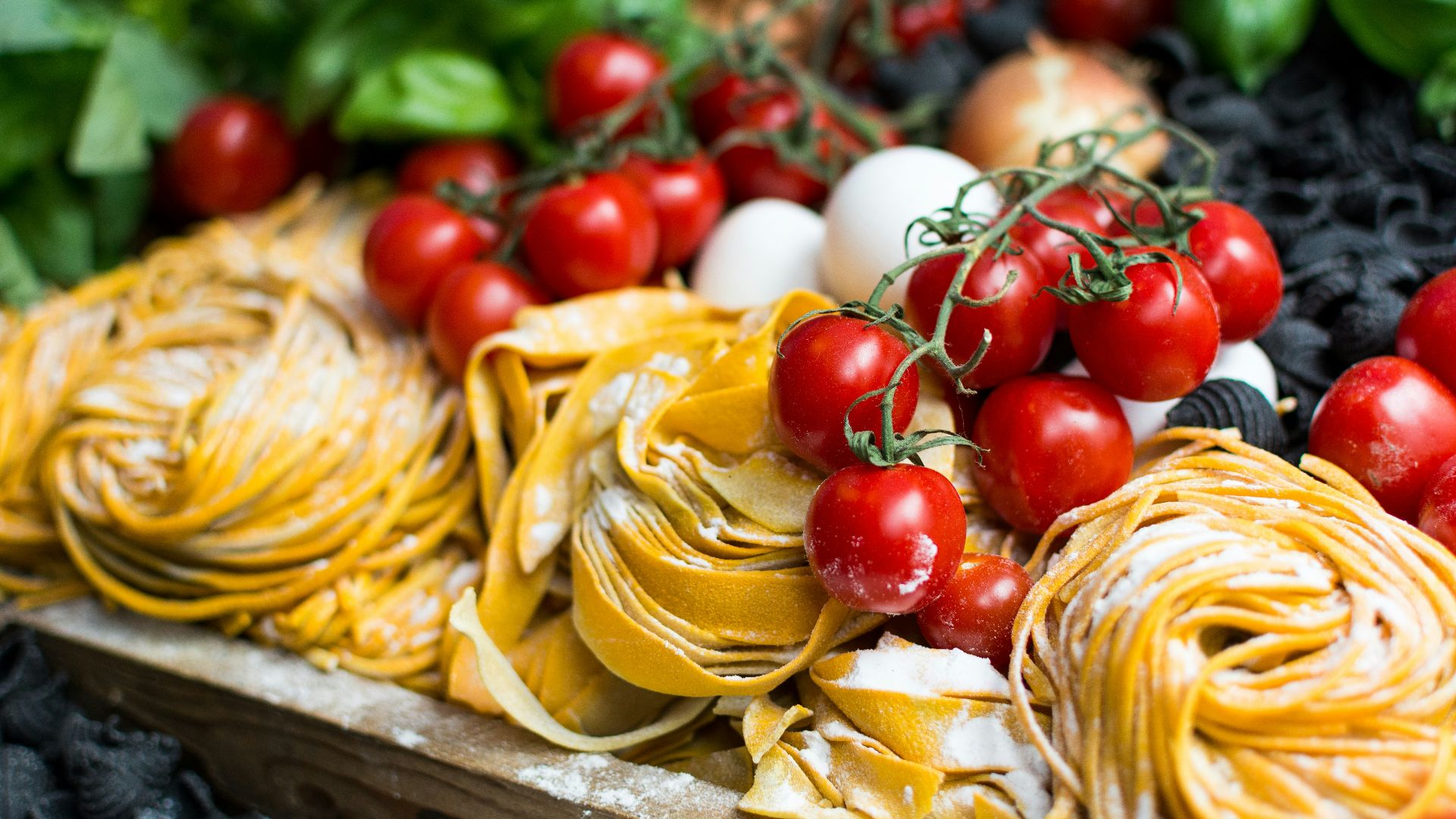 yellow pasta and cherry tomatoes