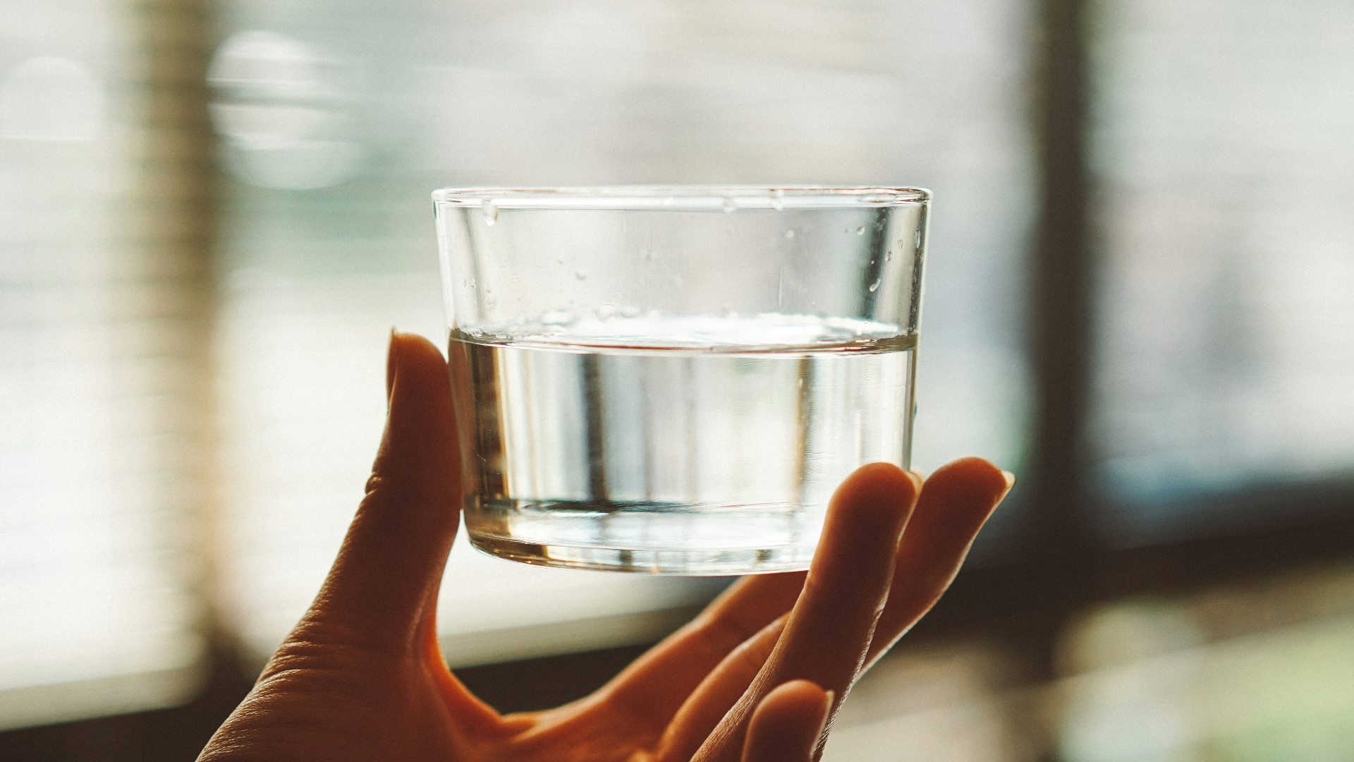 person holding clear glass cup with half-filled water