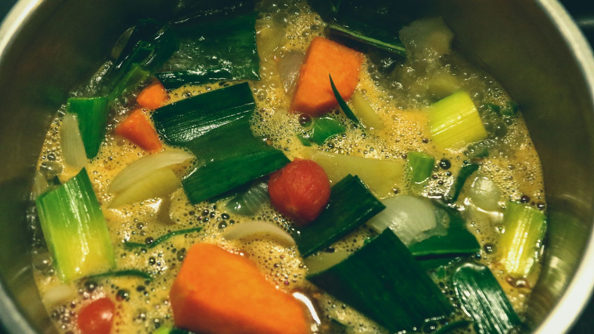 vegetable dish in black bowl