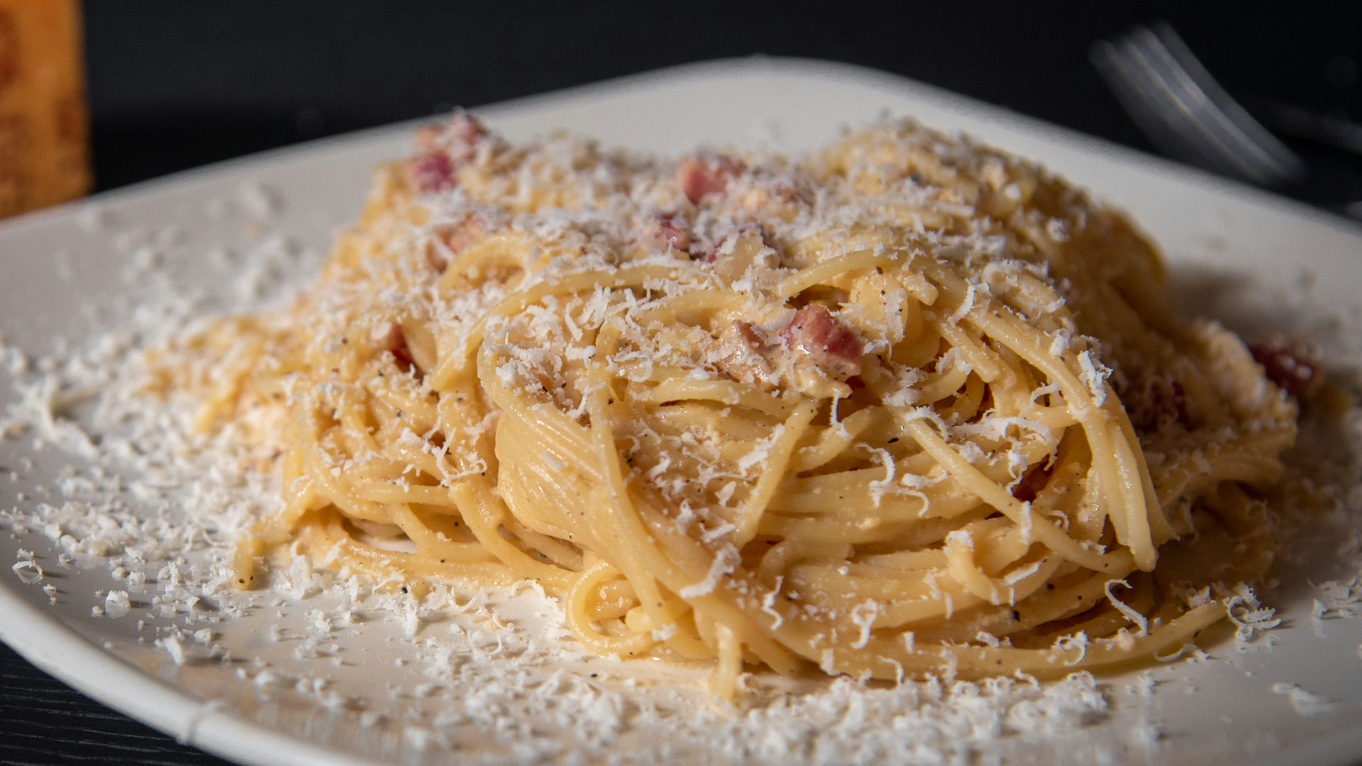 pasta dish on white ceramic plate