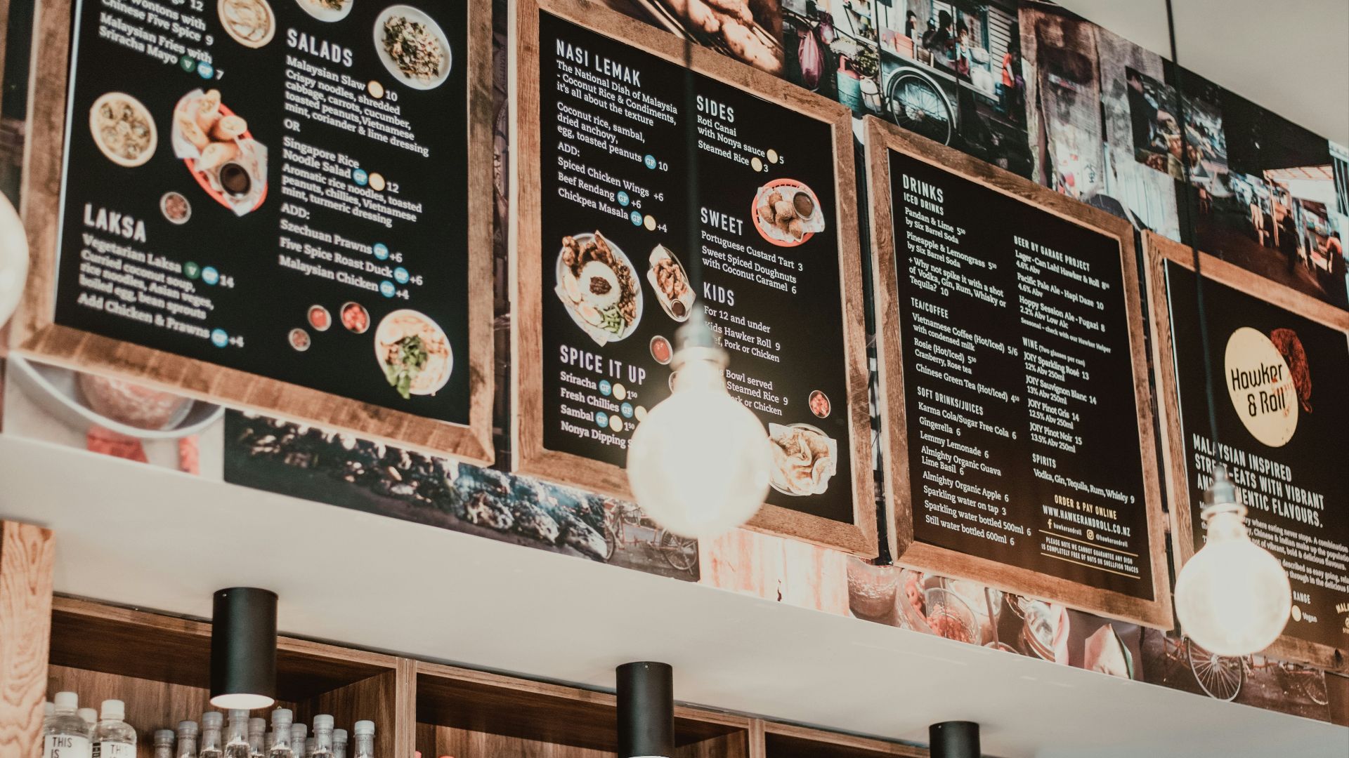 black and brown menu display