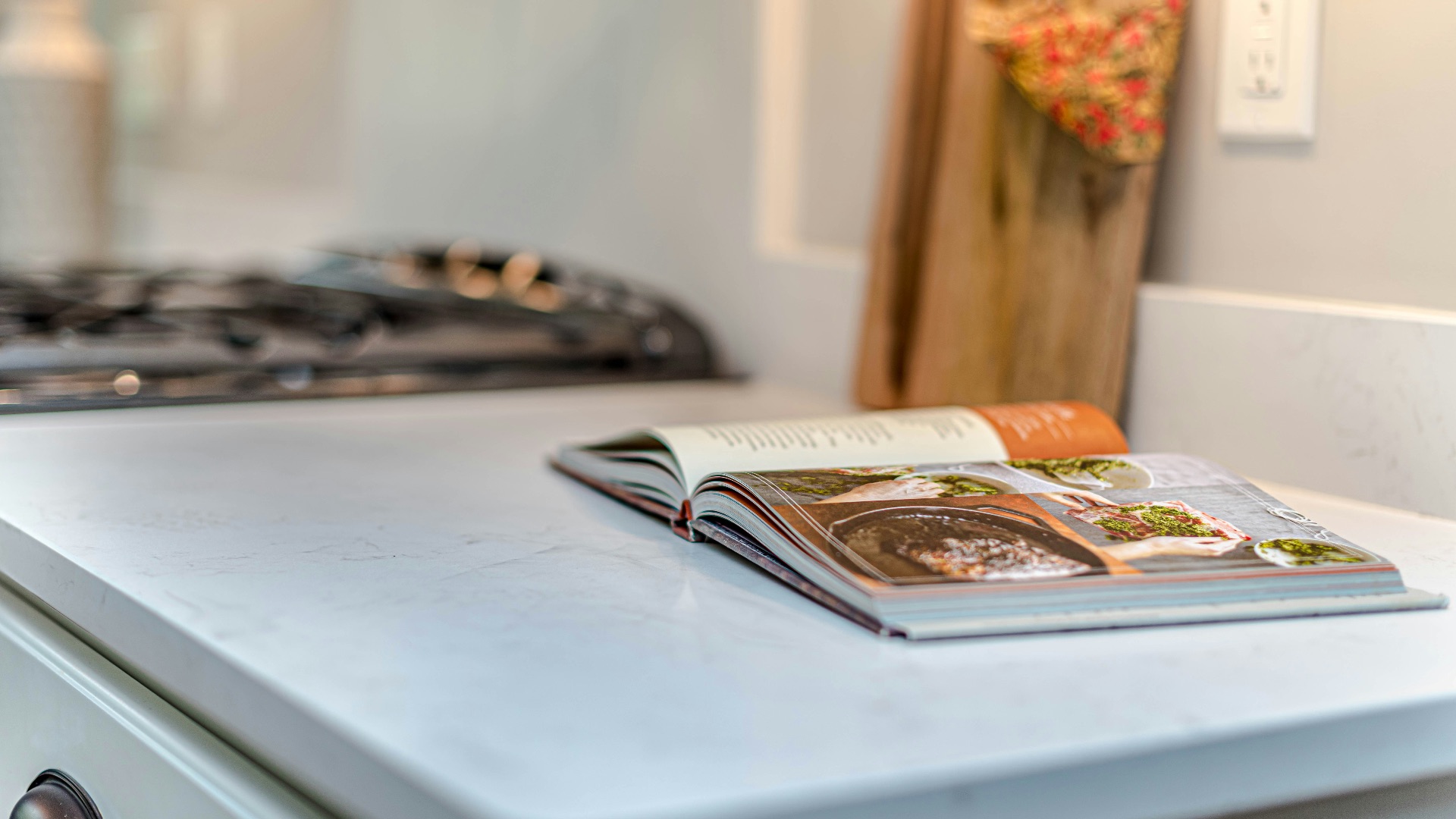 white book on blue table
