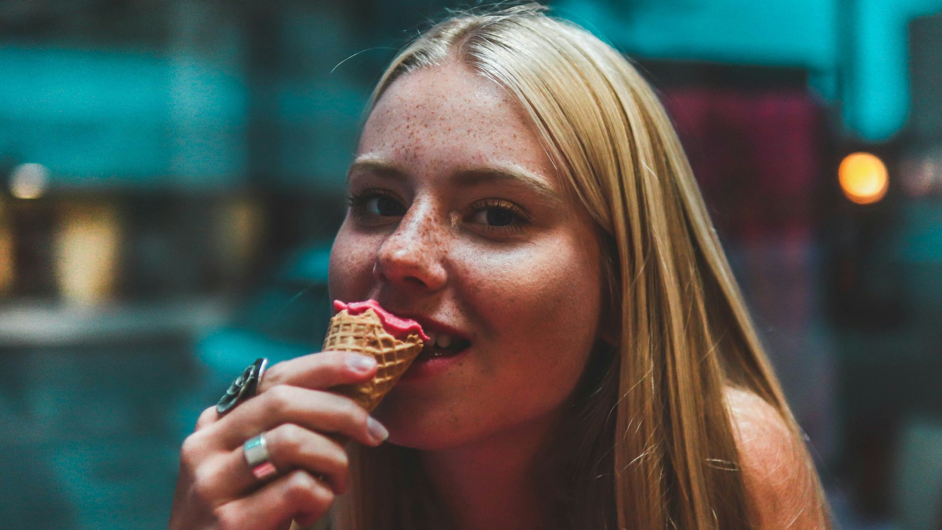 woman holding ice cream cone