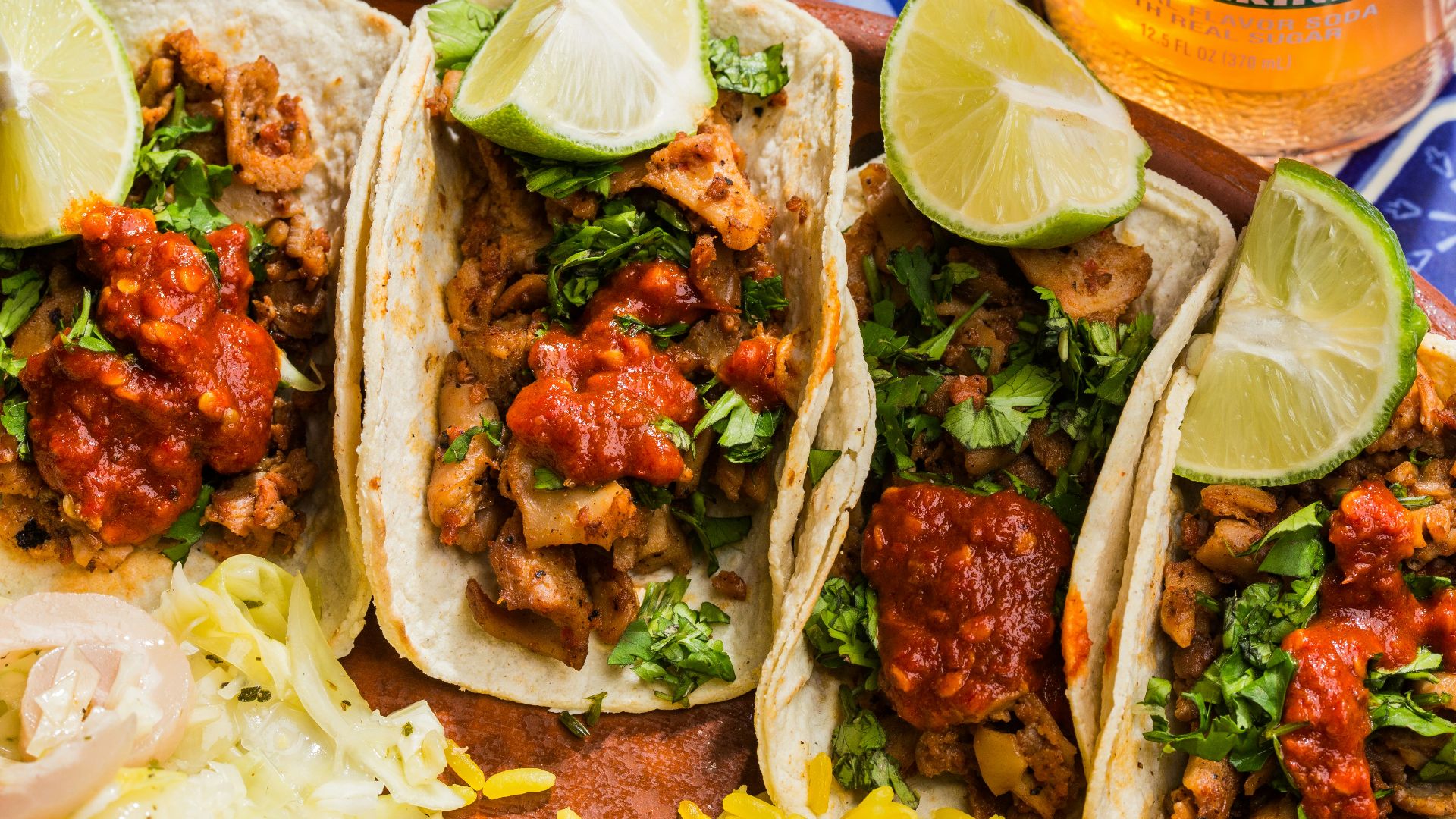 cooked food on white and blue ceramic plate