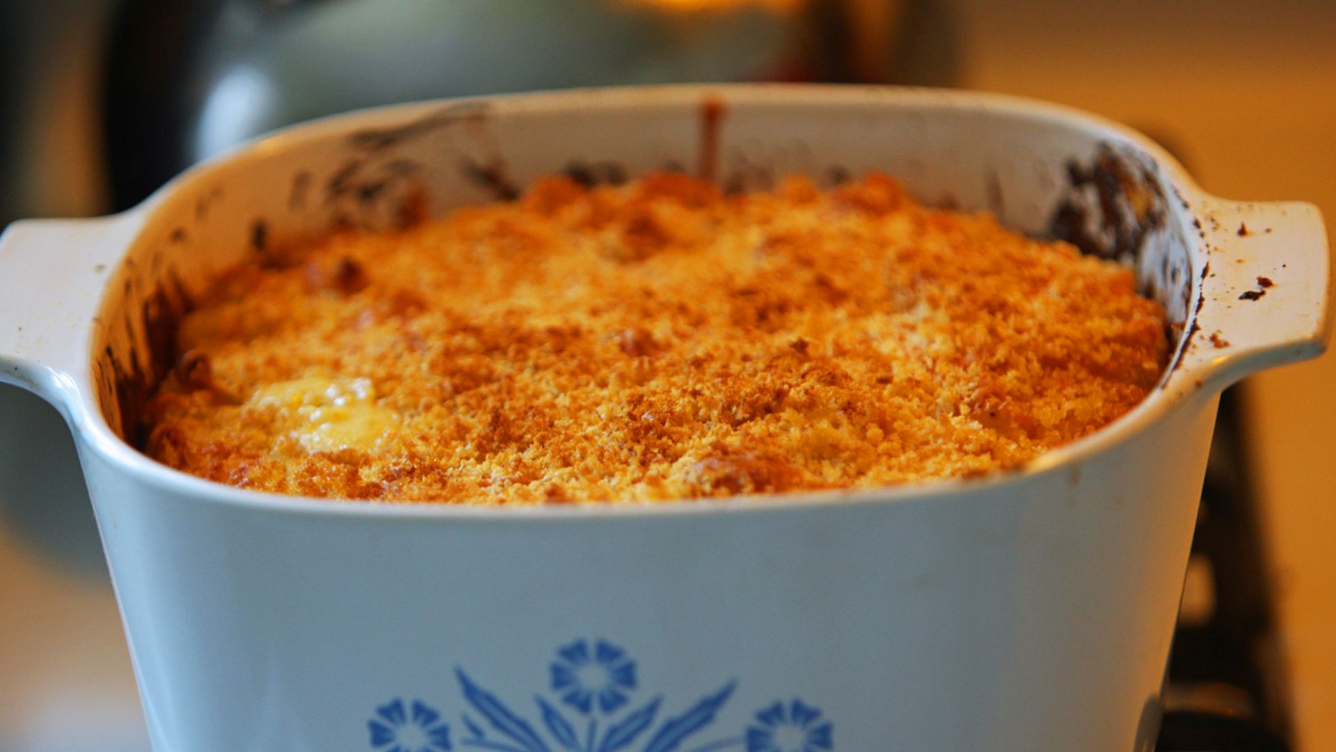 a casserole dish sitting on a stove top