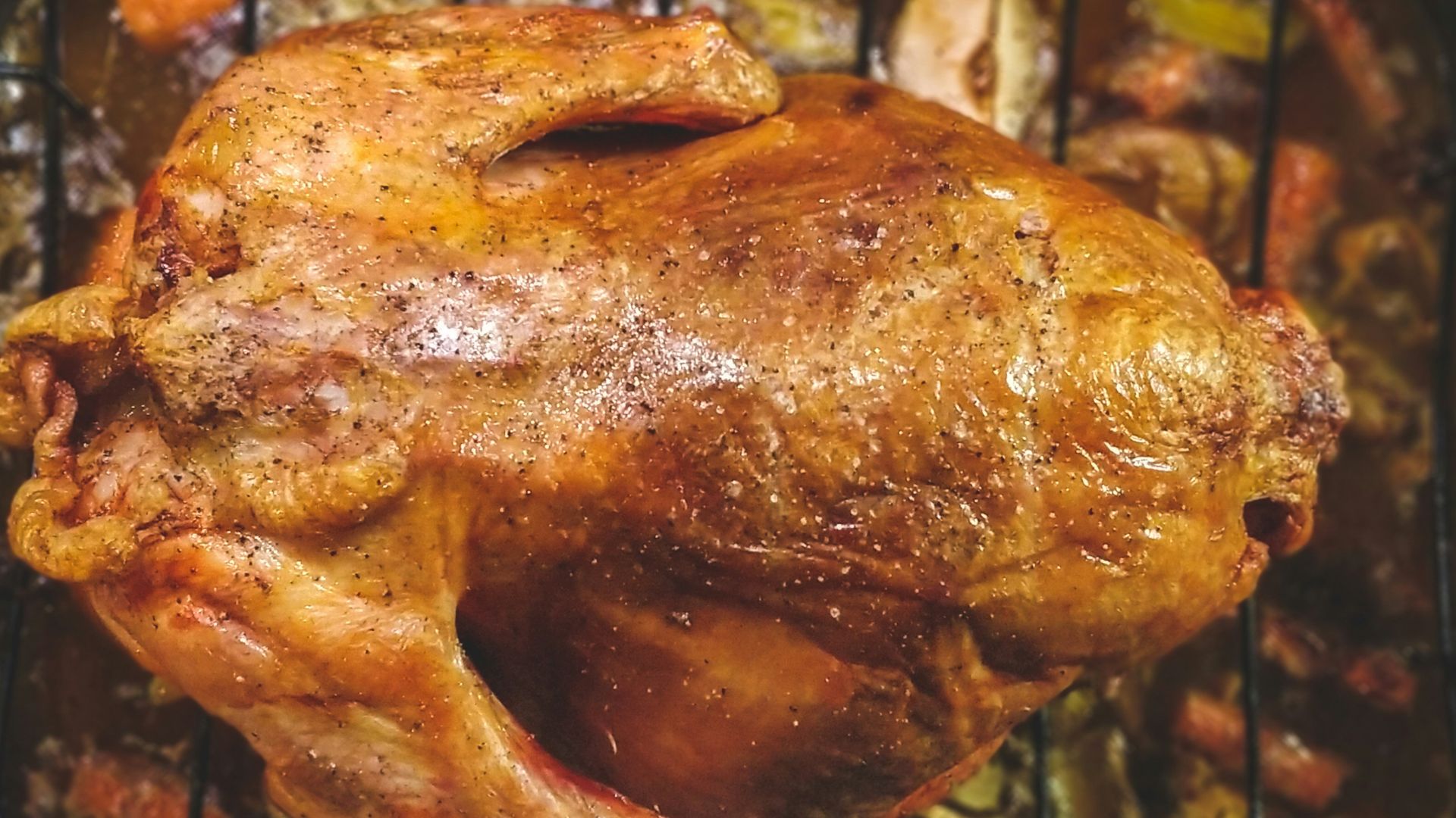 roasted chicken on top of grill