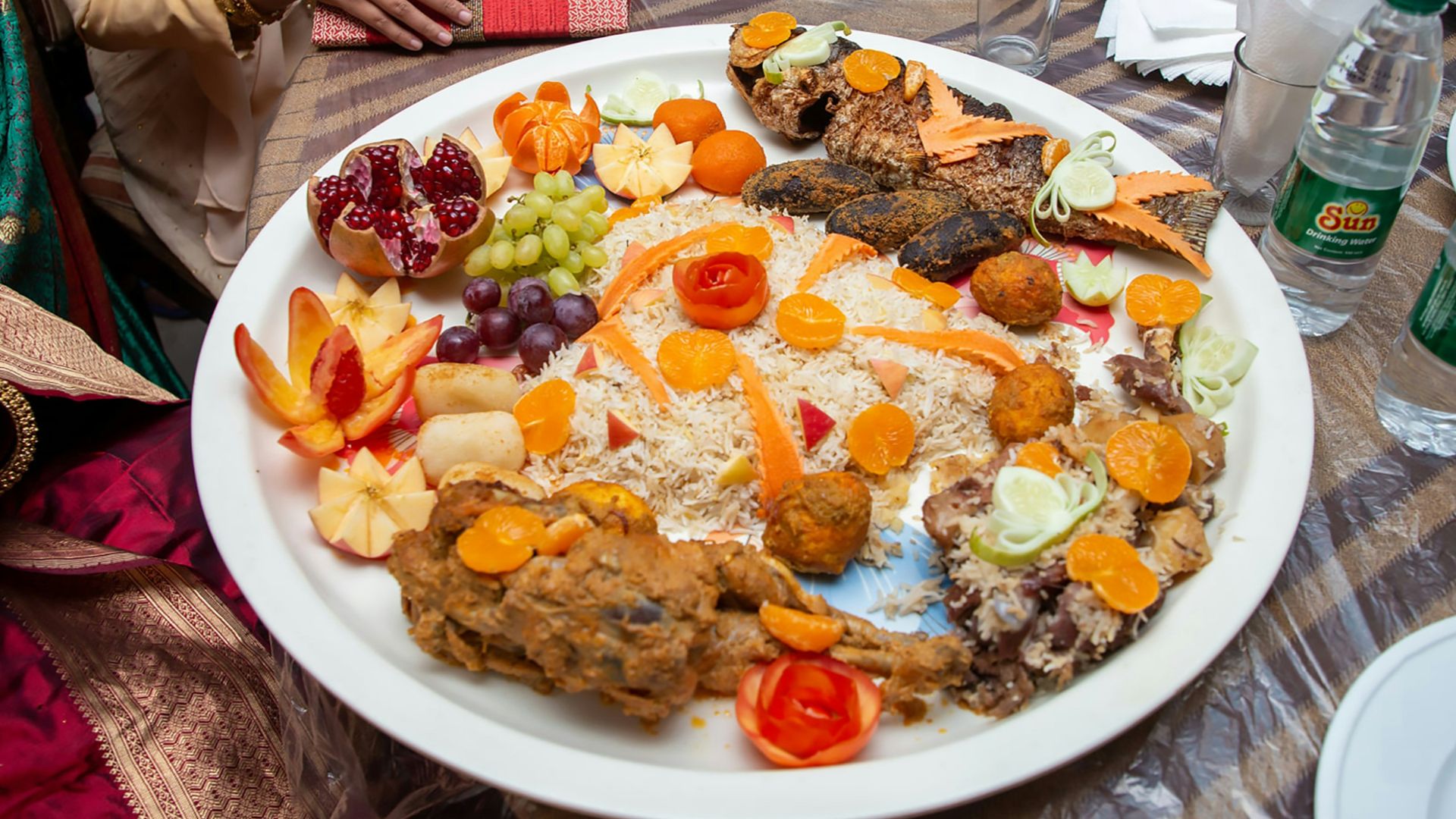 a large plate of food on a table