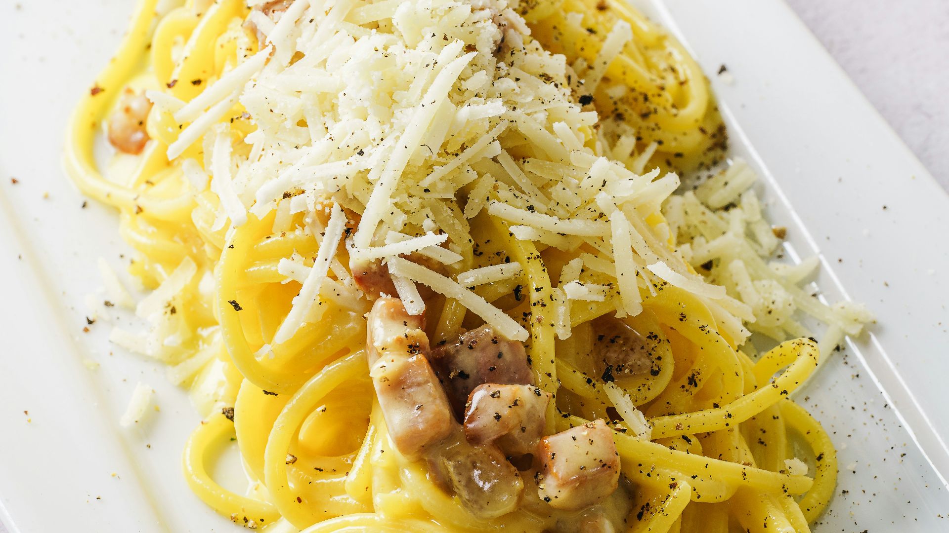 pasta dish on white ceramic plate