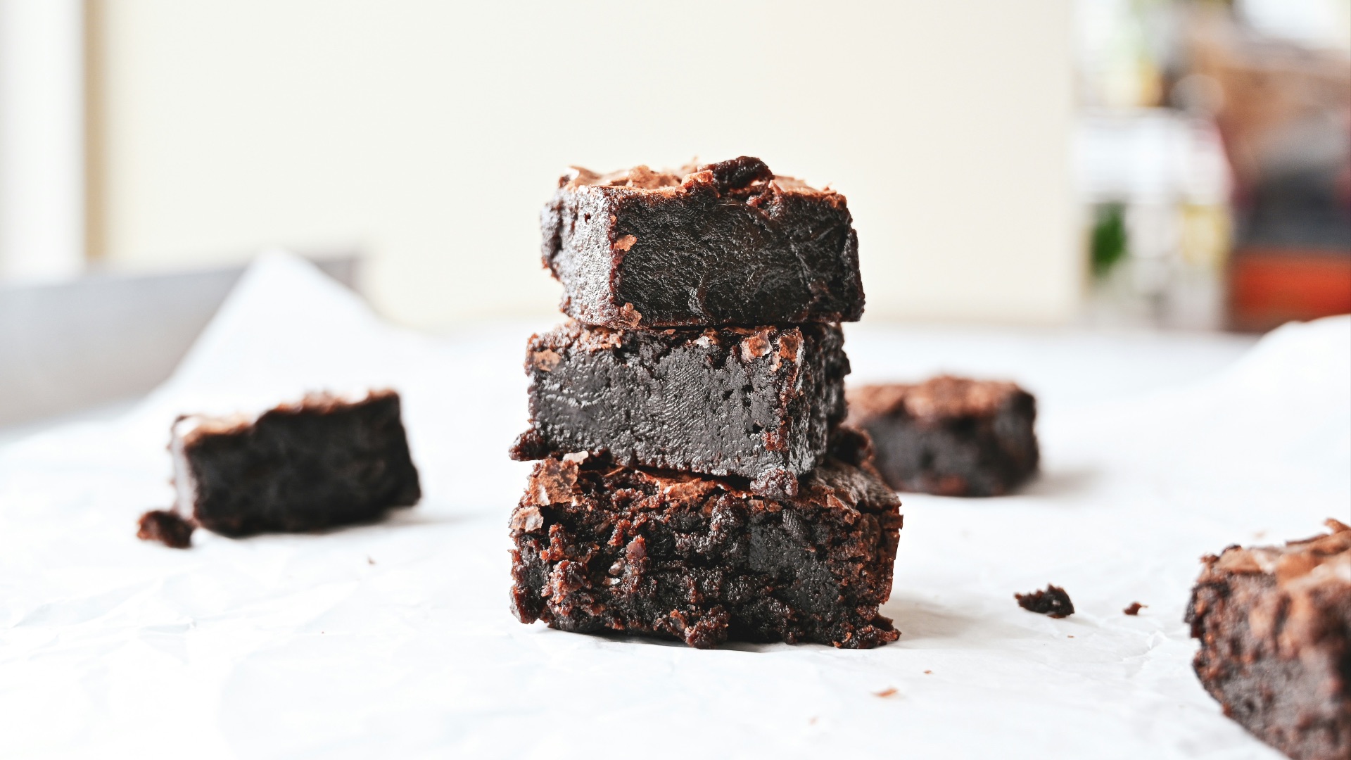 brown and black chocolate cake on white table