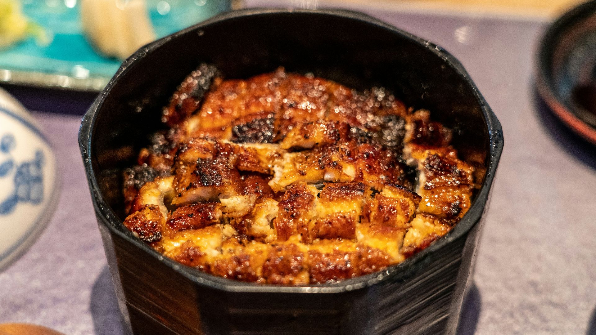 cooked food in black bowl