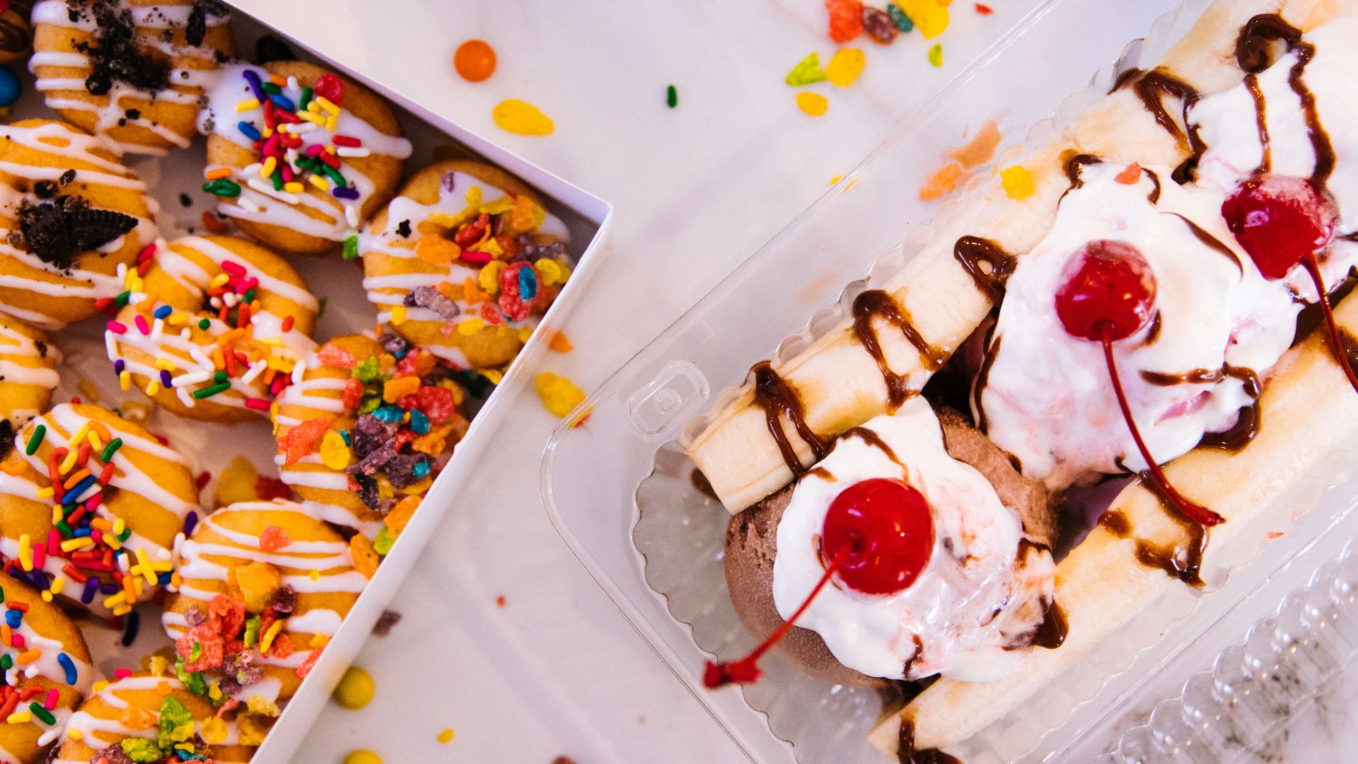 white and brown pastries on white tray
