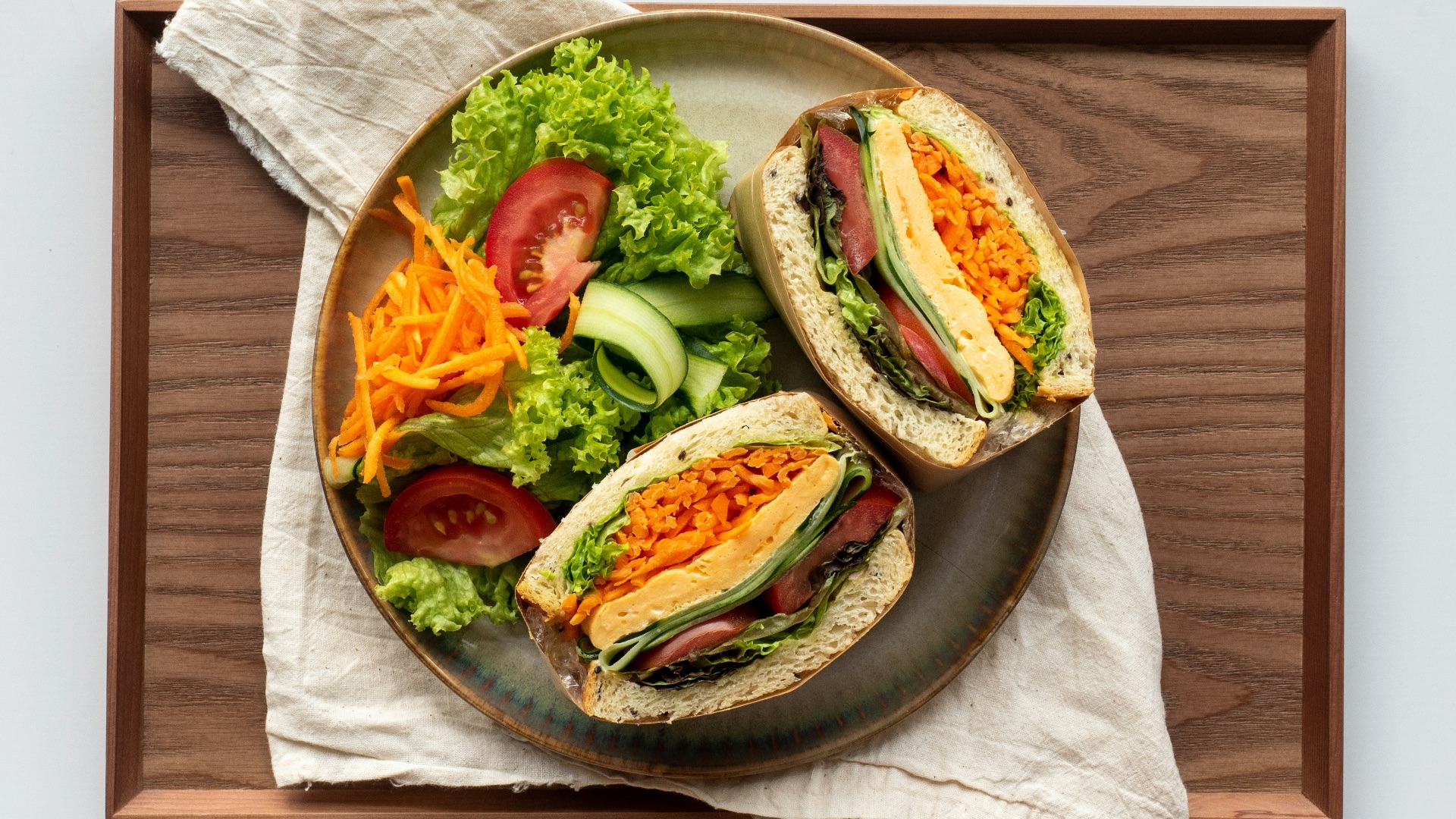 vegetable salad on black ceramic plate