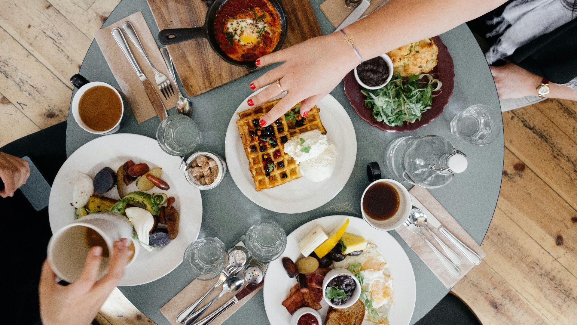 variety of foods on top of gray table