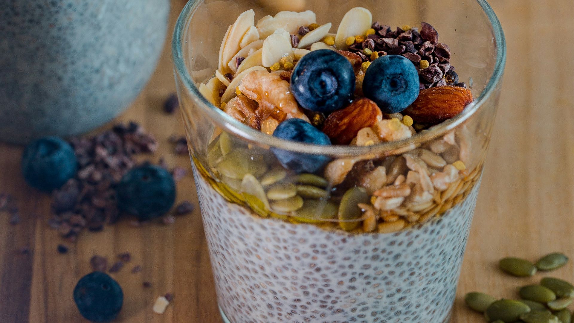 clear drinking glass with seeds
