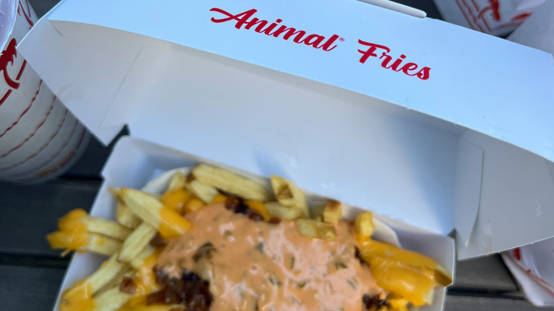 a close up of a box of food on a table