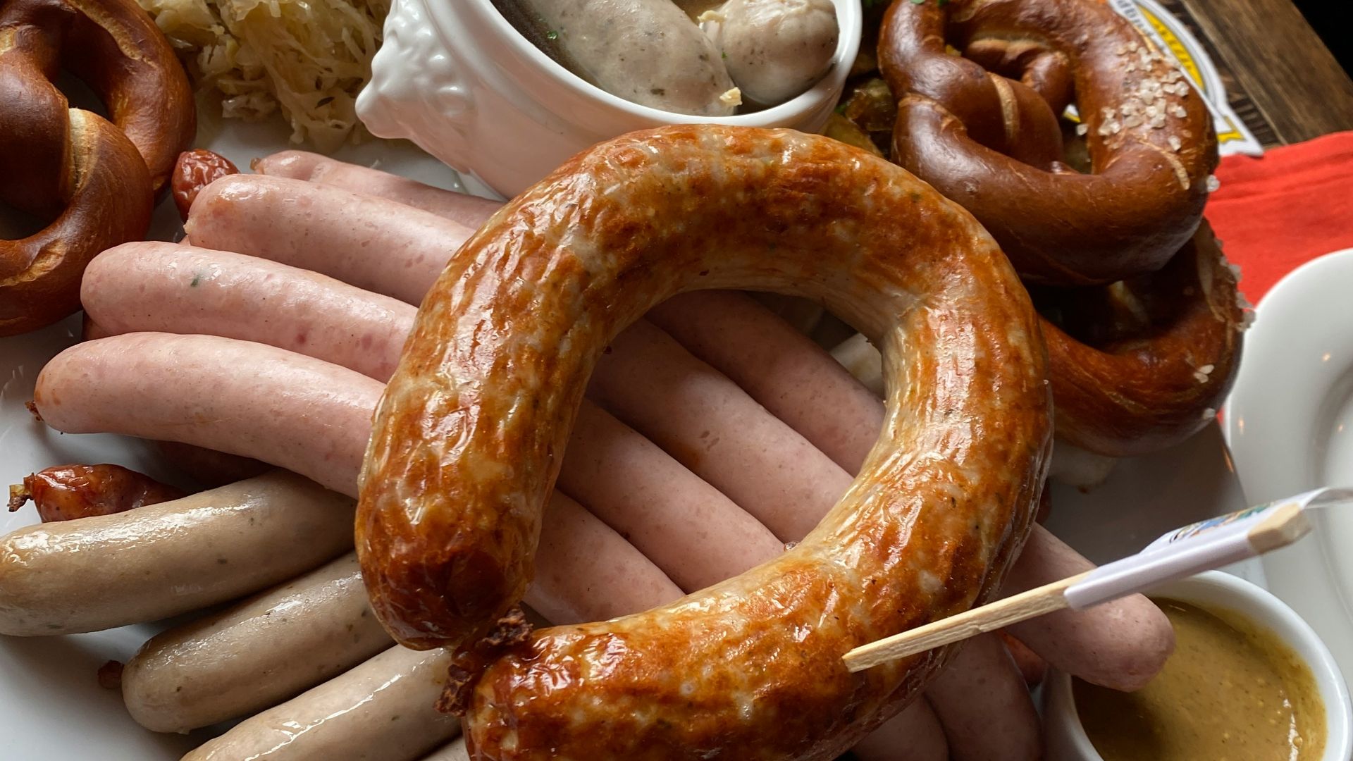 A white plate topped with lots of different types of food