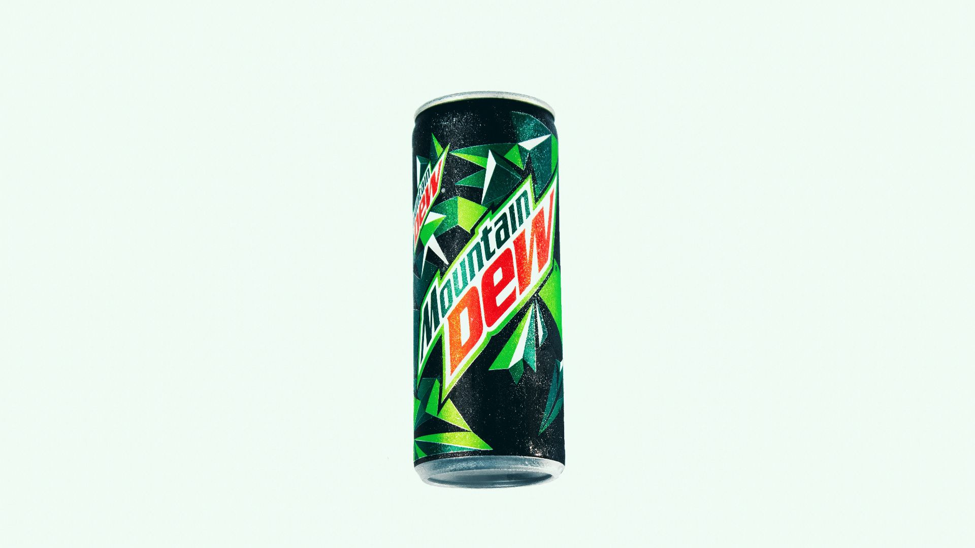 a can of mountain dew on a white background