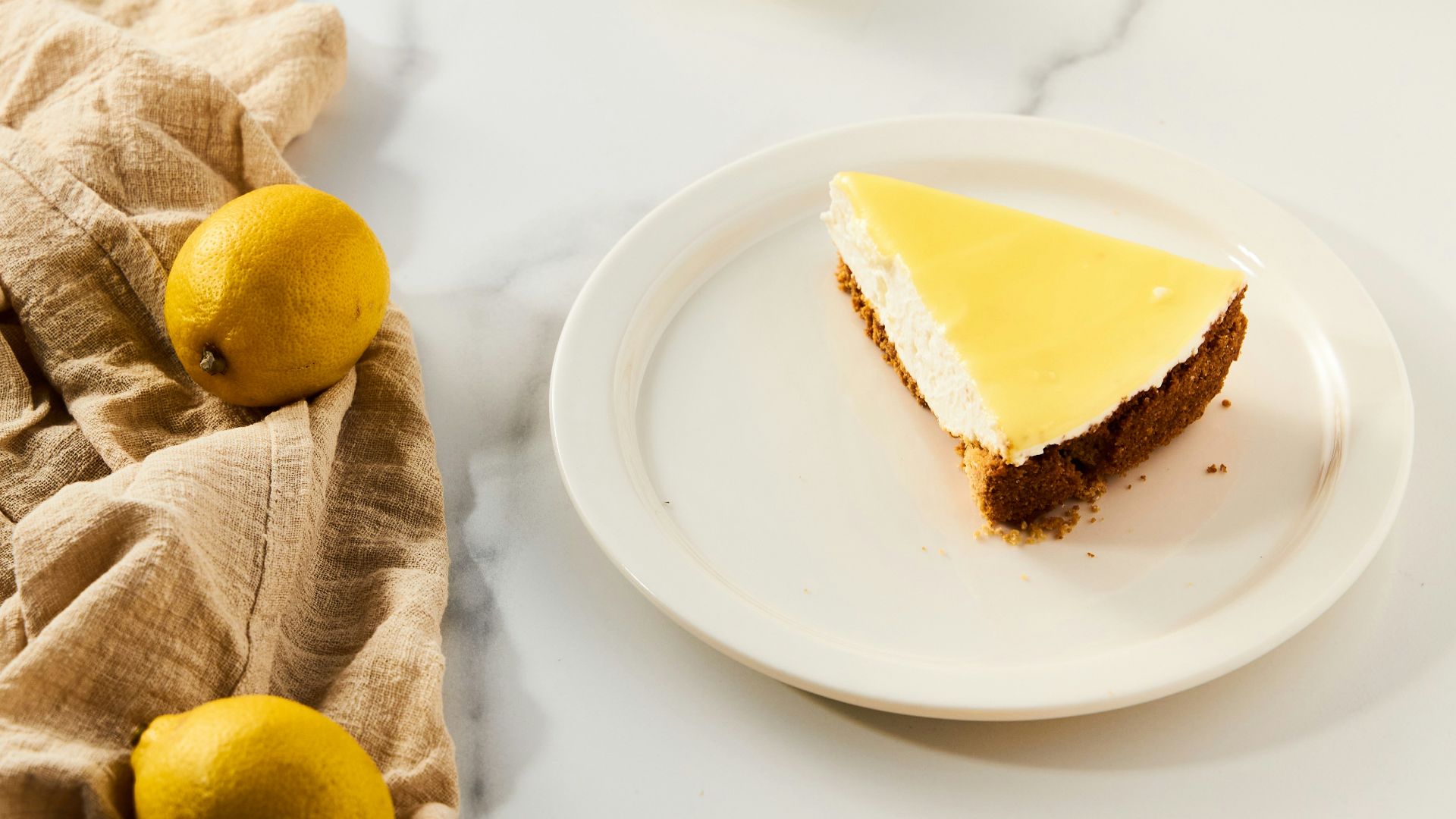 a plate with a slice of lemon cake on it
