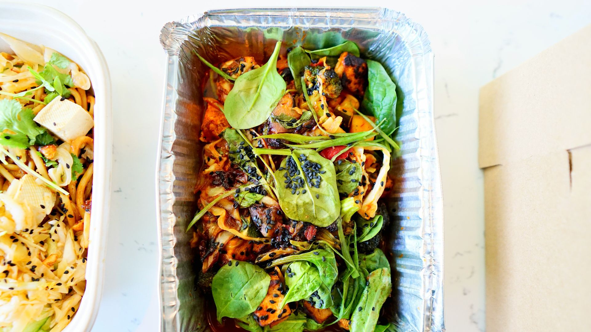 a plastic container with food in it