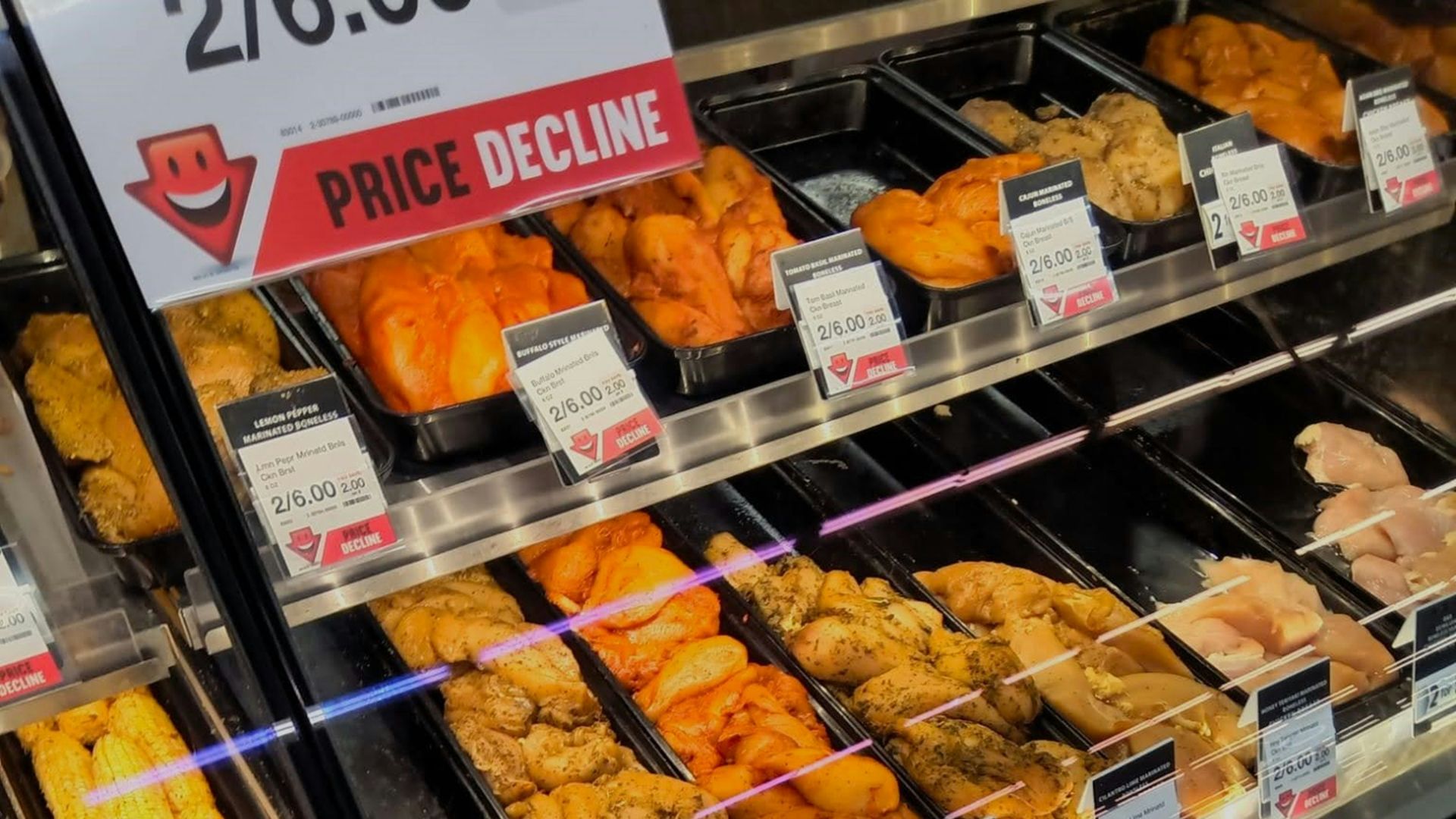 a display case filled with lots of different types of food