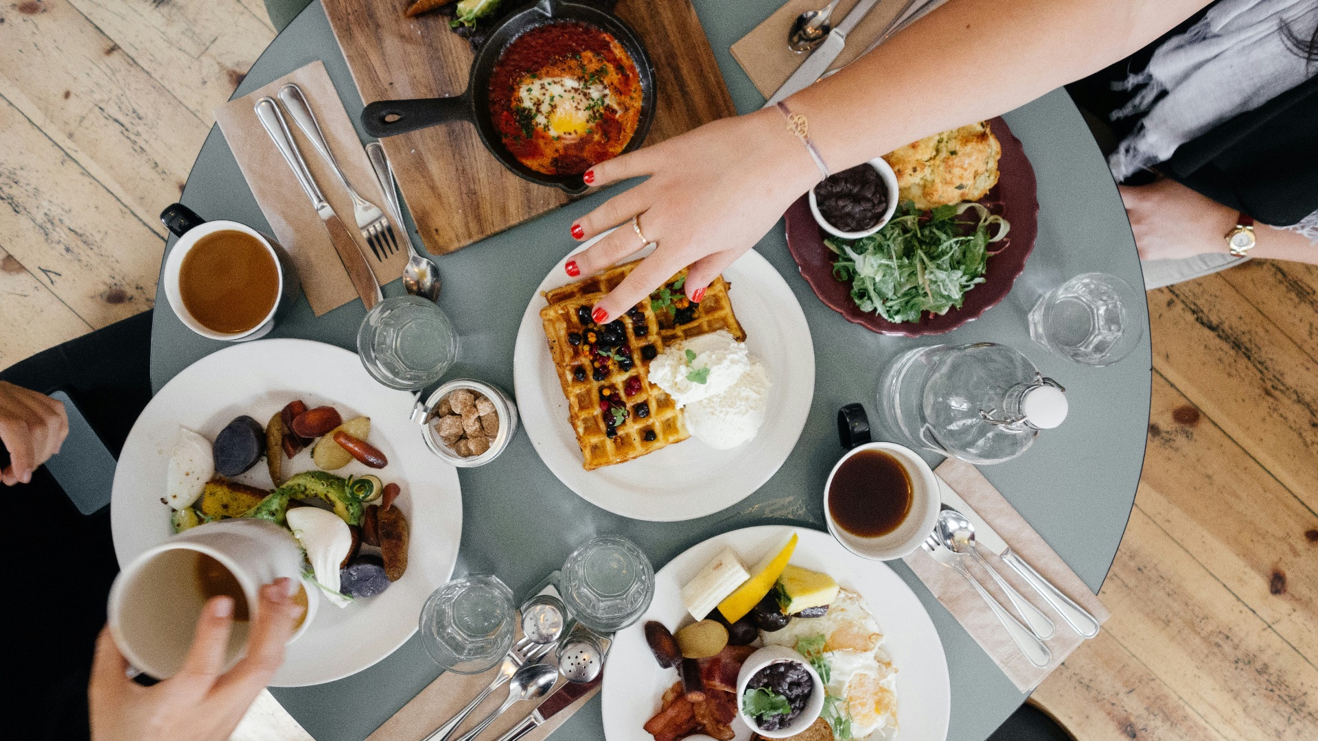 variety of foods on top of gray table