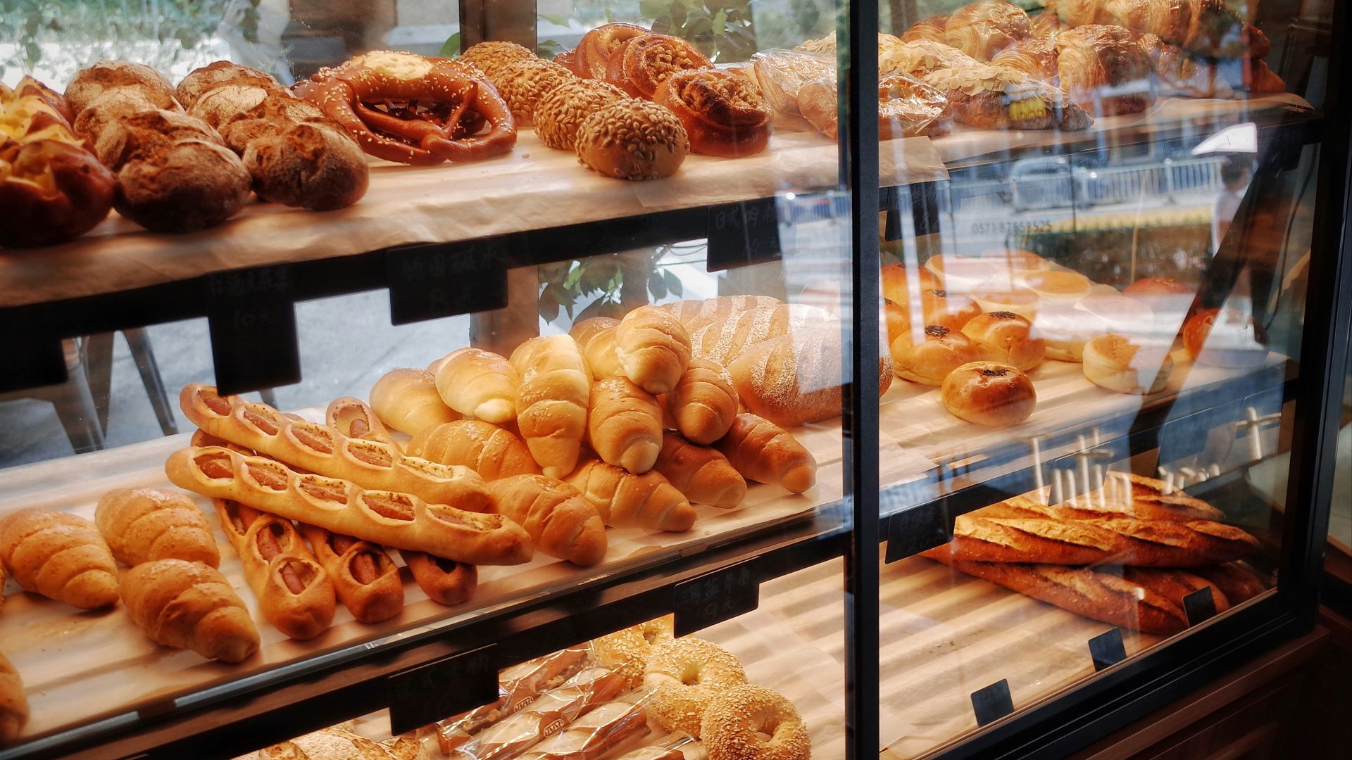 breads in display shelf