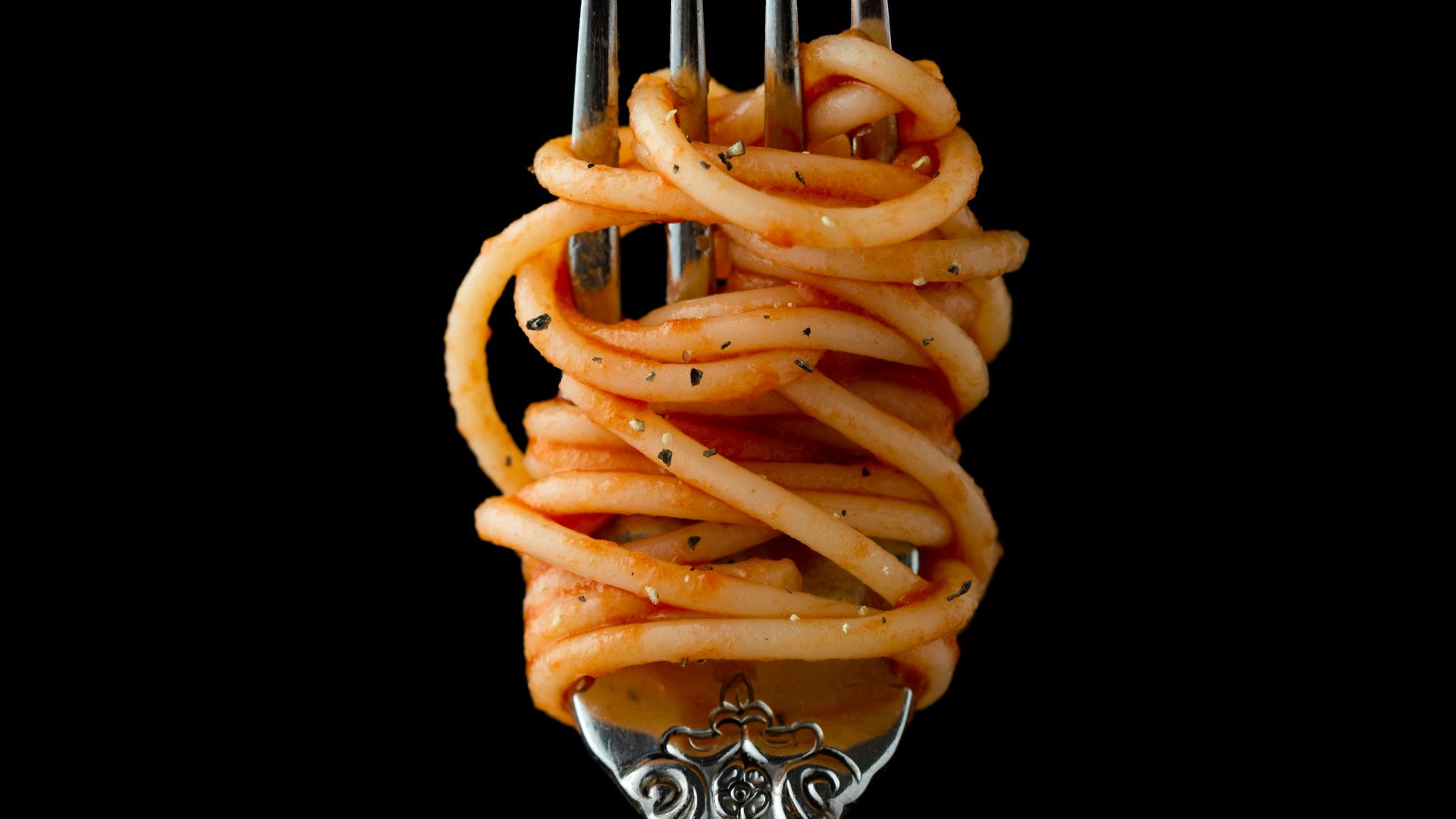 fork with spaghetti