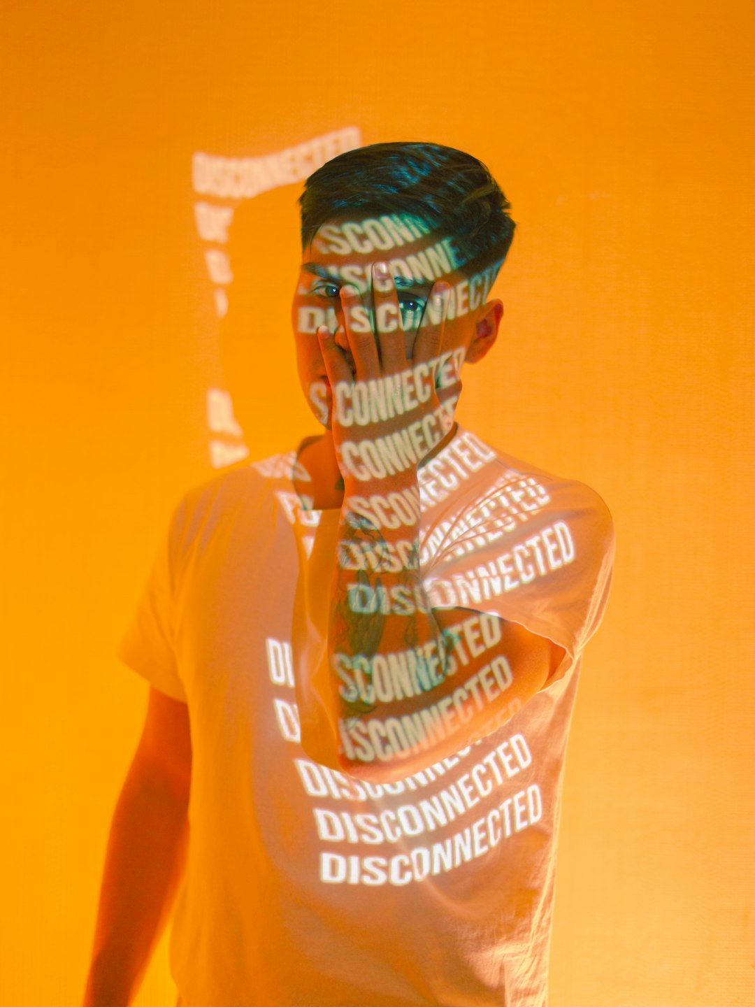 man in yellow crew neck t-shirt