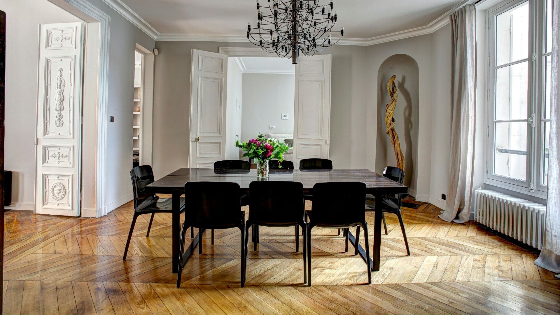 brown wooden dining set inside room
